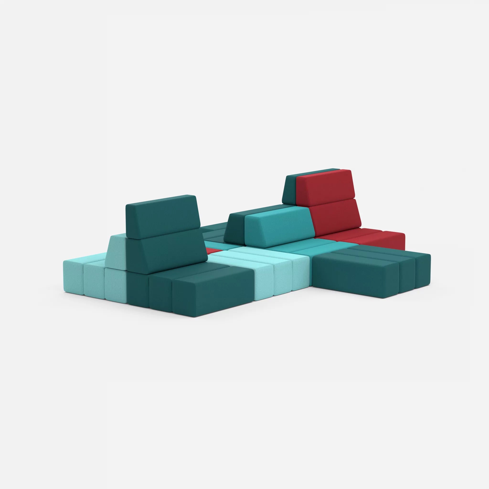 Sofalandschaft Bricks 7 dama0030-dama0018 in Türkis und Türkis von hinten