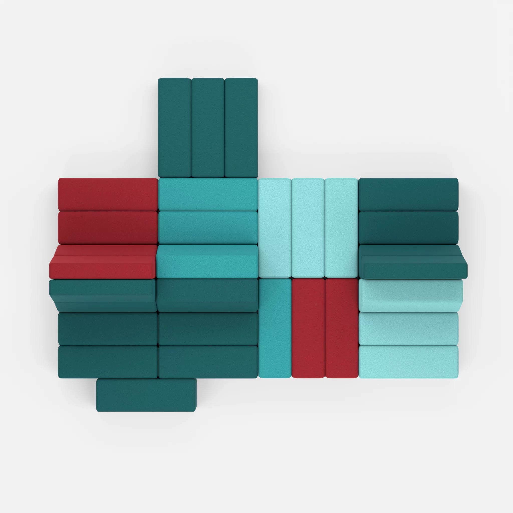 Sofalandschaft Bricks 7 dama0030-dama0018 in Türkis und Türkis von oben
