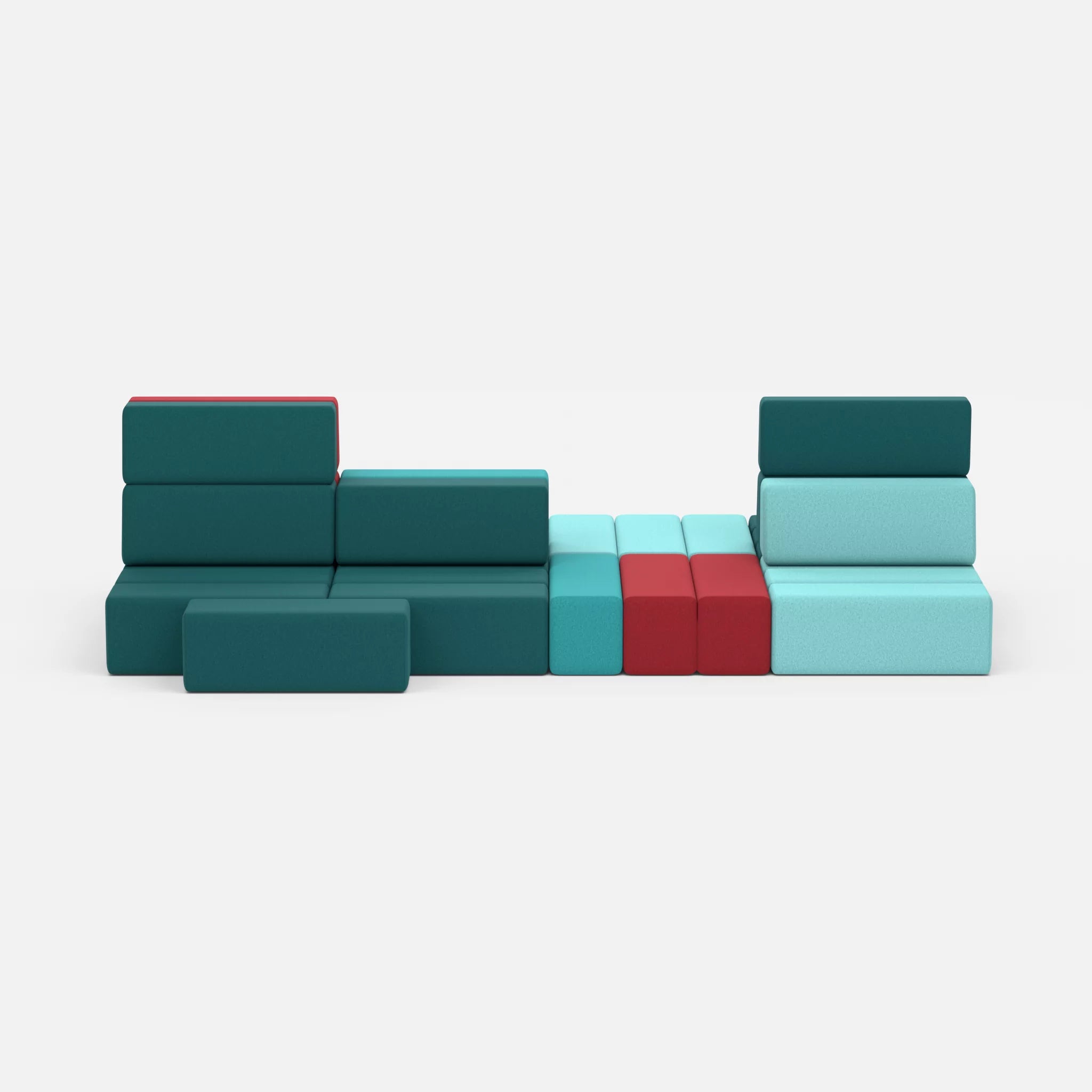 Sofalandschaft Bricks 7 dama0030-dama0018 in Türkis und Türkis von vorne
