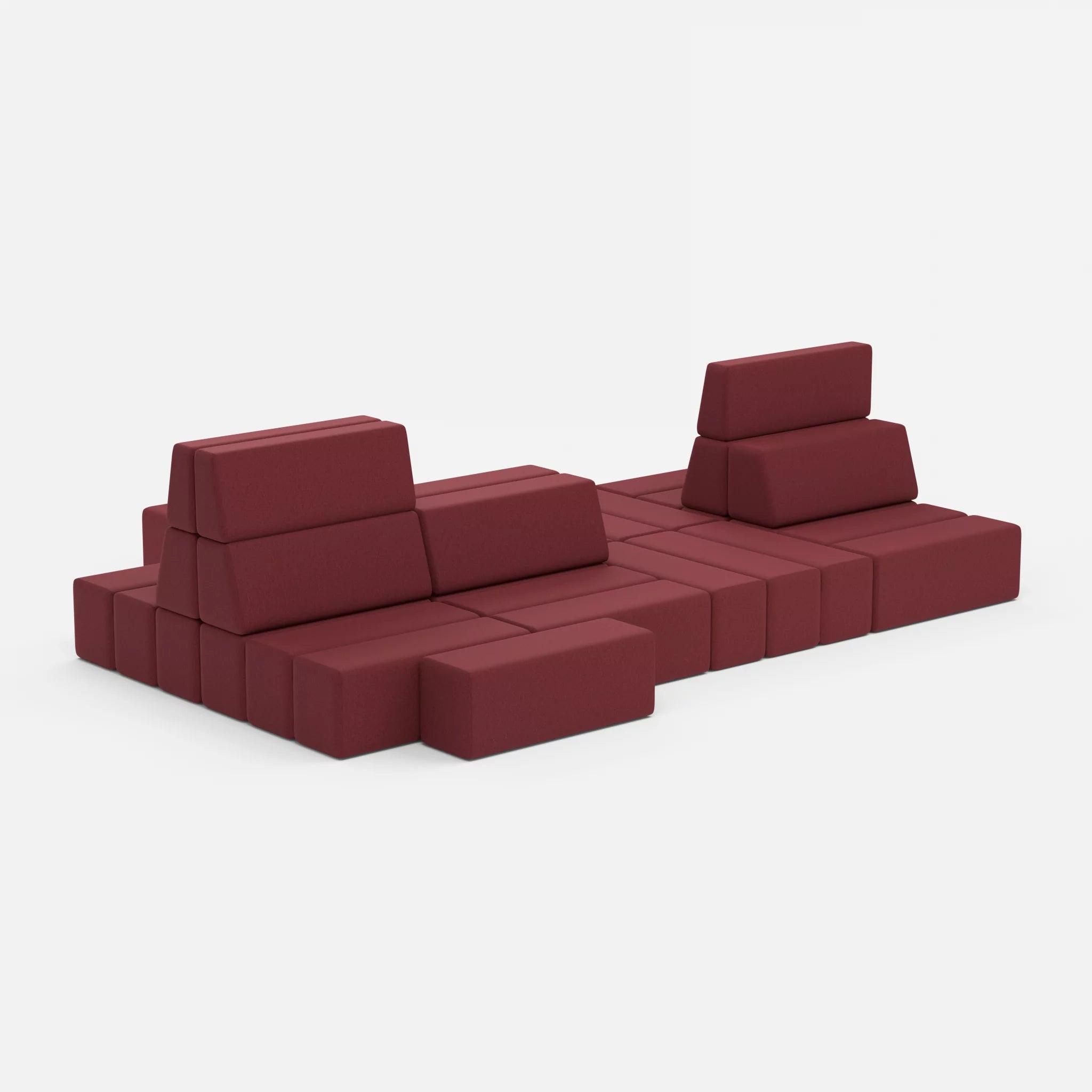 Sofalandschaft Bricks 7 dama0034 in Bordeaux von der Seite