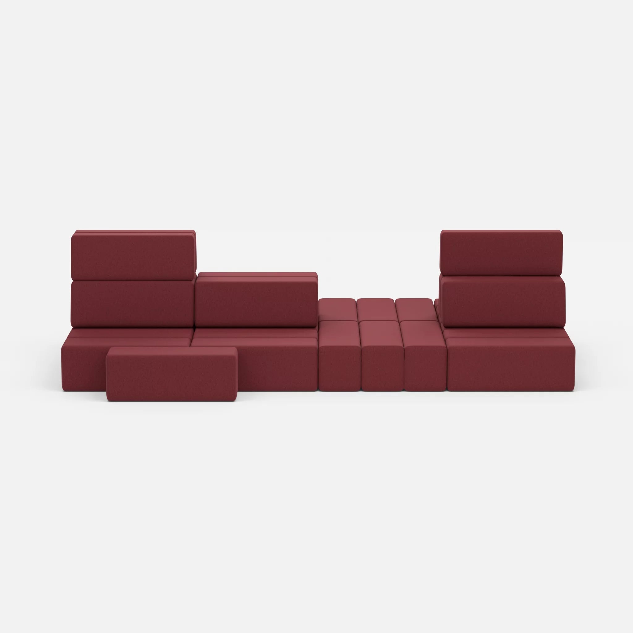 Sofalandschaft Bricks 7 dama0034 in Bordeaux von vorne