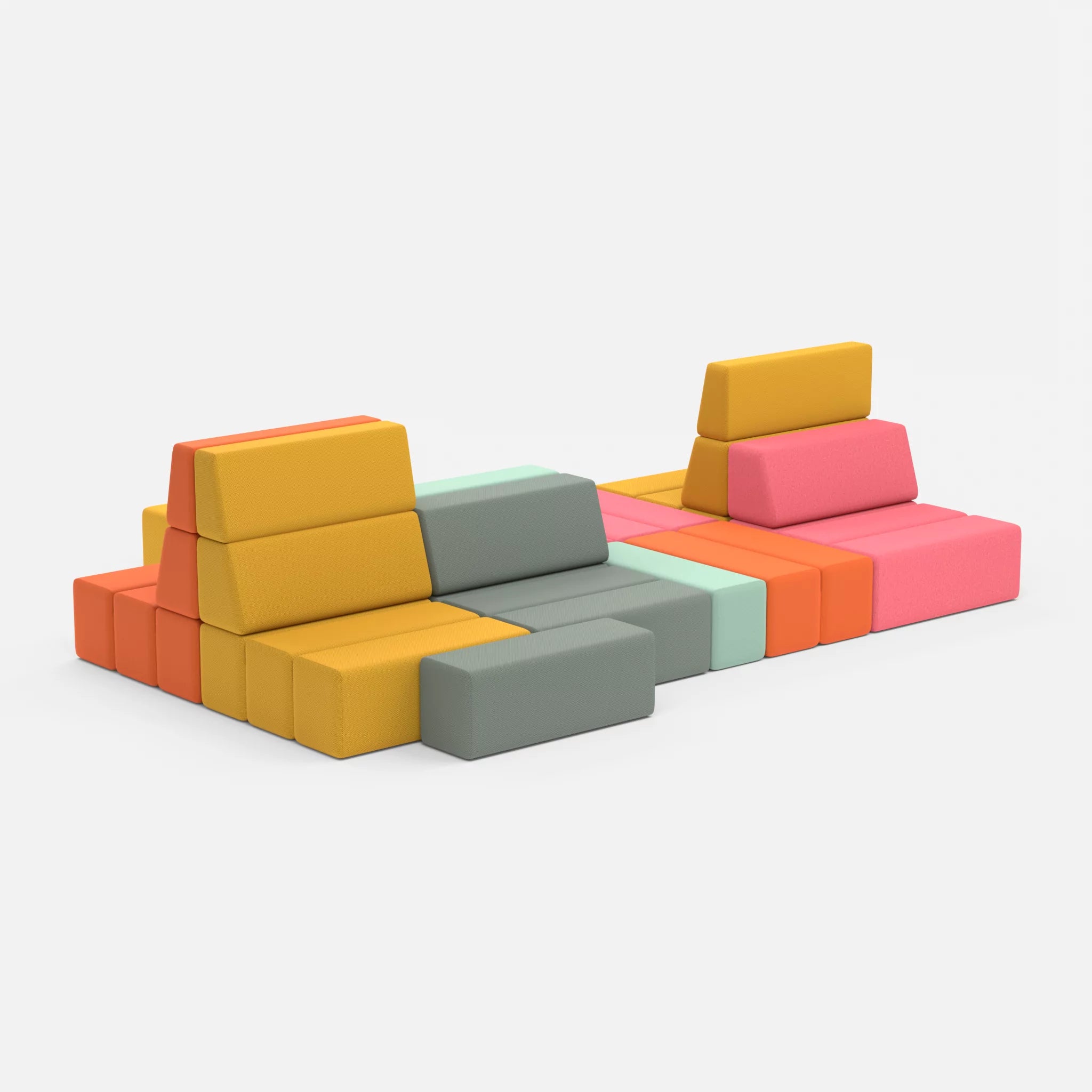 Sofalandschaft Bricks 7 dama0083-novumcurry in Pink und Curry von der Seite
