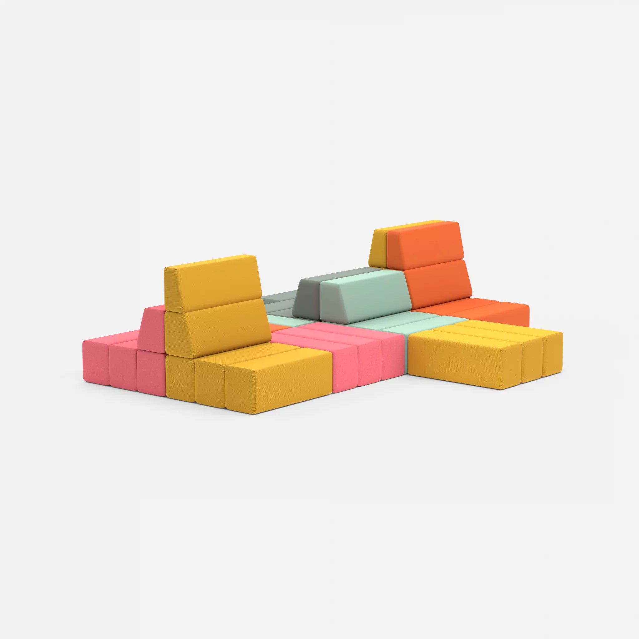 Sofalandschaft Bricks 7 dama0083-novumcurry in Pink und Curry von hinten