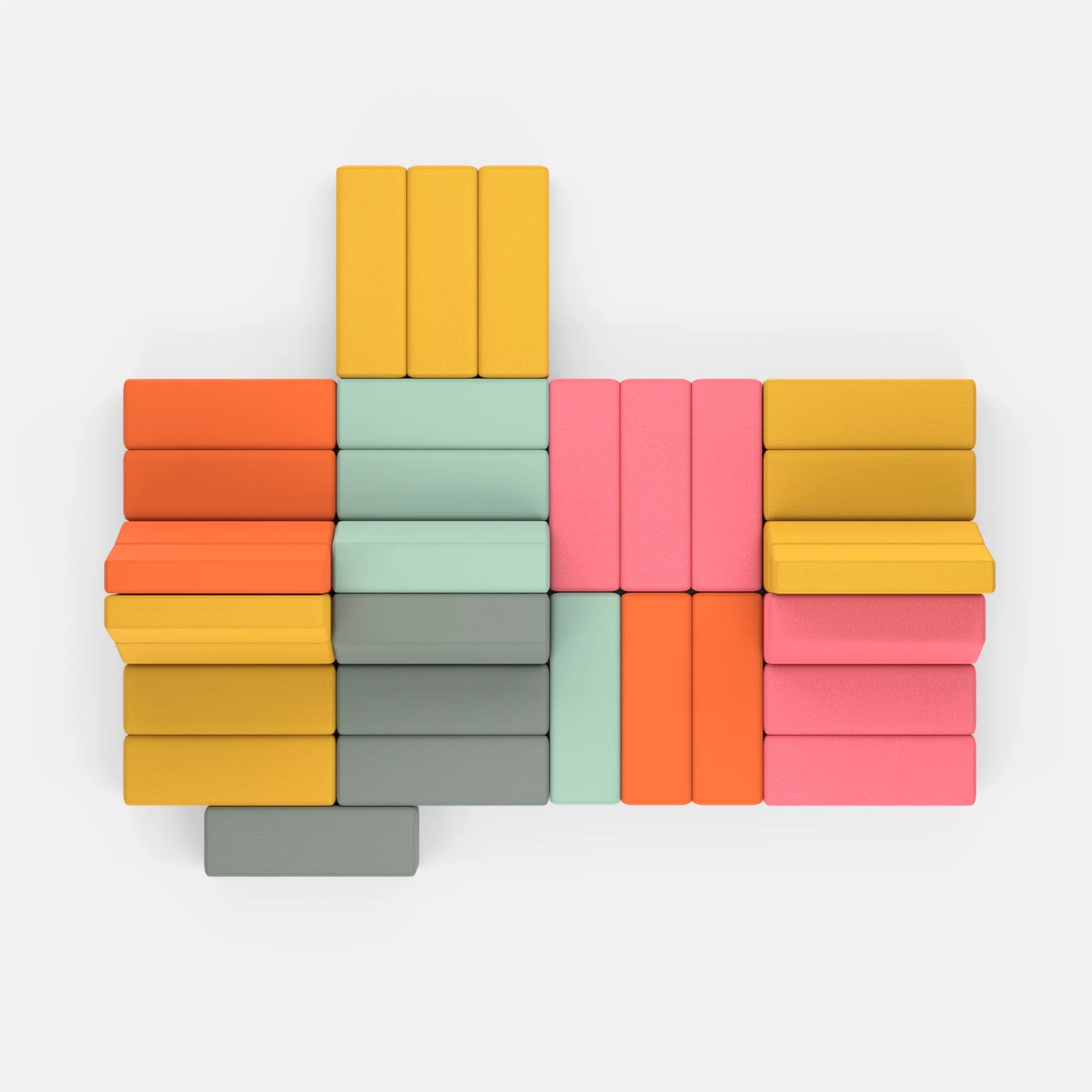 Sofalandschaft Bricks 7 dama0083-novumcurry in Pink und Curry von oben