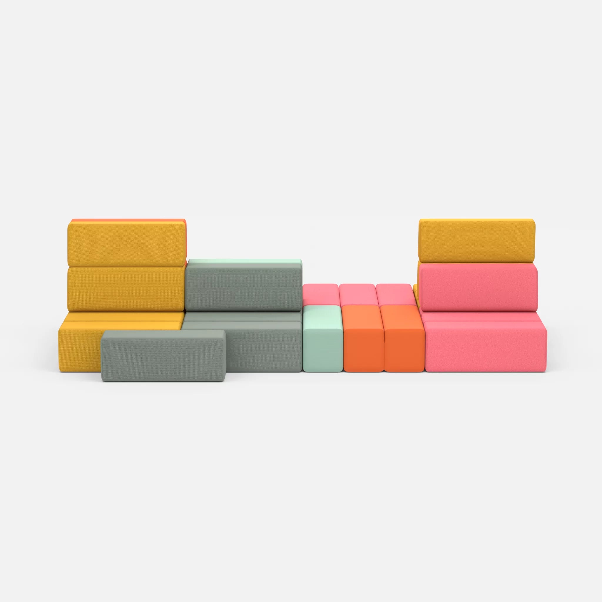 Sofalandschaft Bricks 7 dama0083-novumcurry in Pink und Curry von vorne