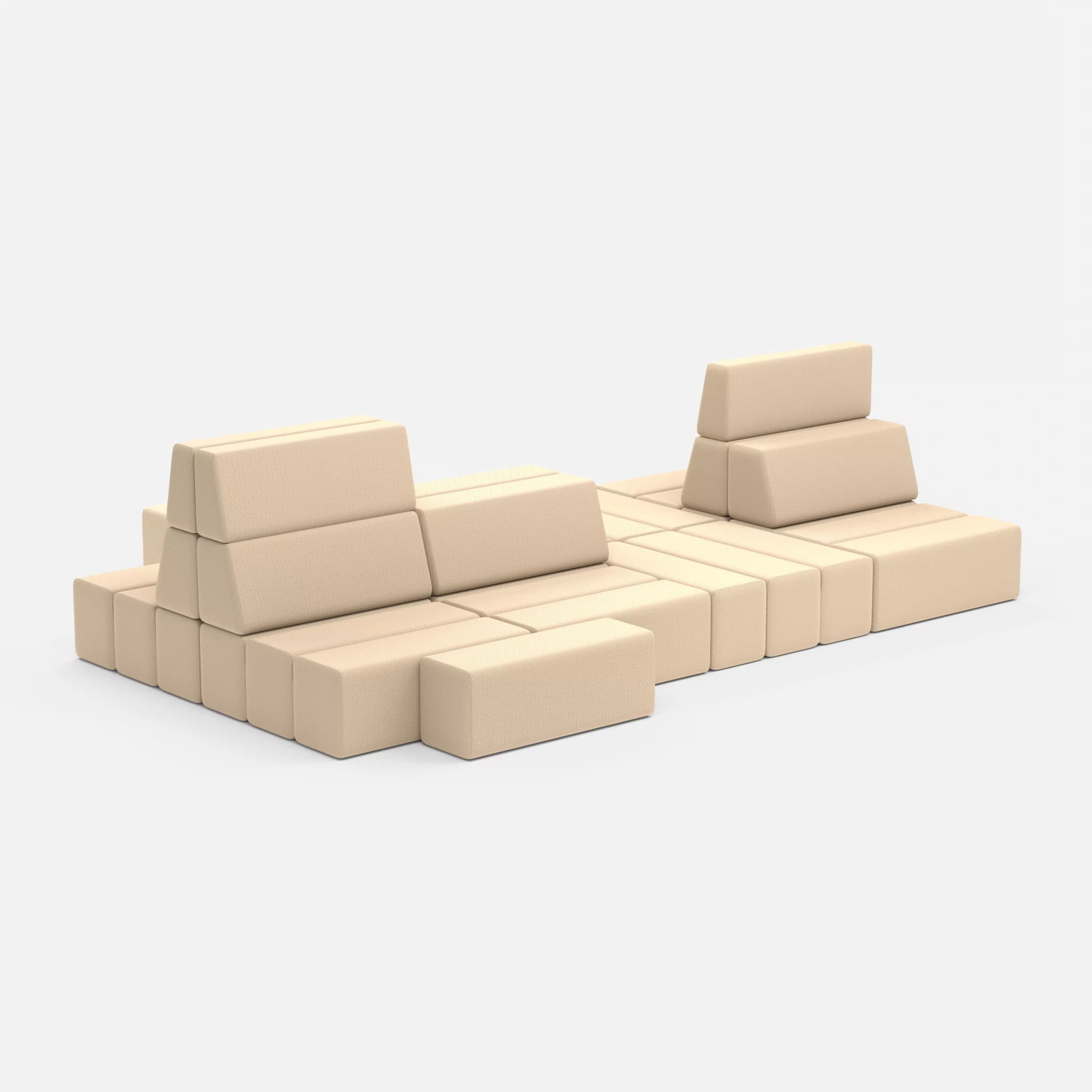 Sofalandschaft Bricks 7 novumcocos in Hellbraun von der Seite