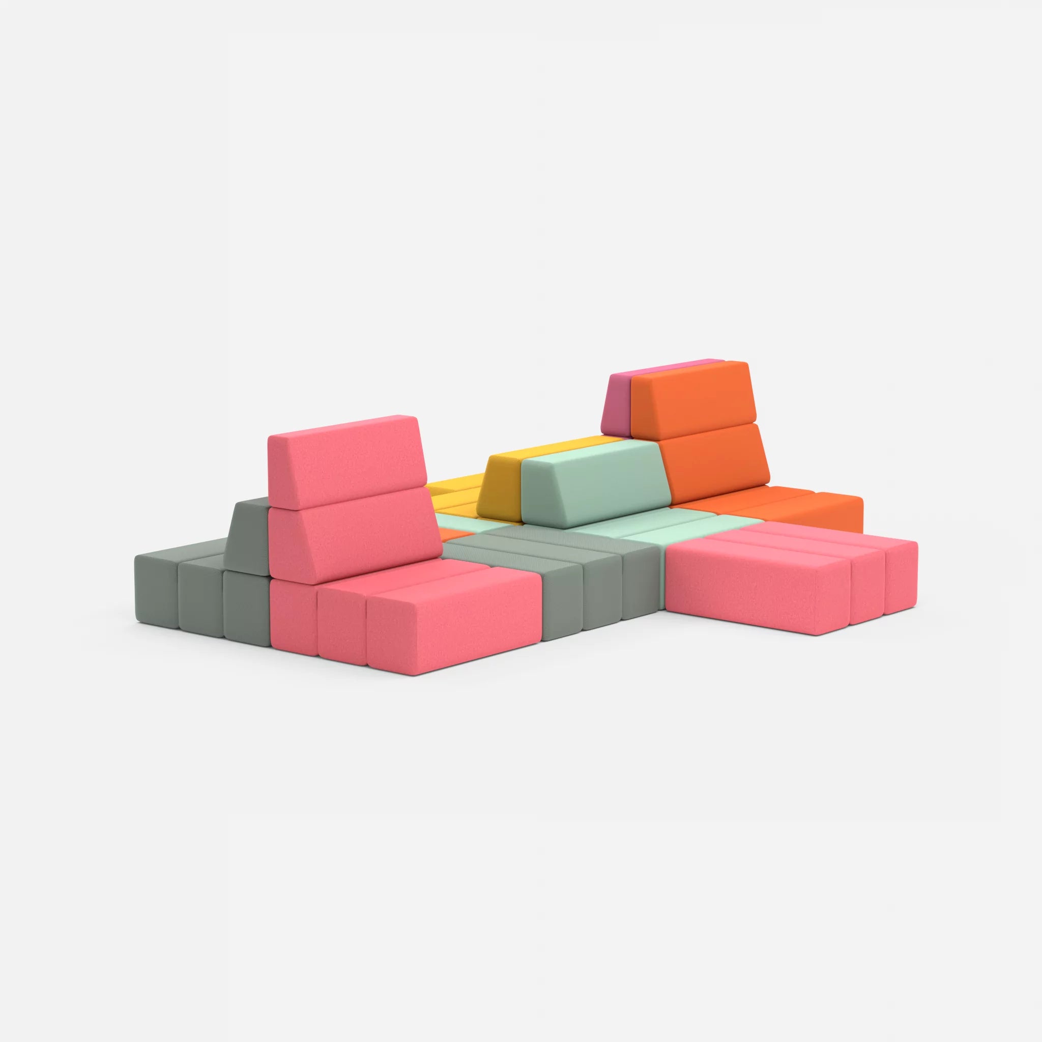 Sofalandschaft Bricks 7 novumdelphi-dama0083 in Graublau und Pink von hinten