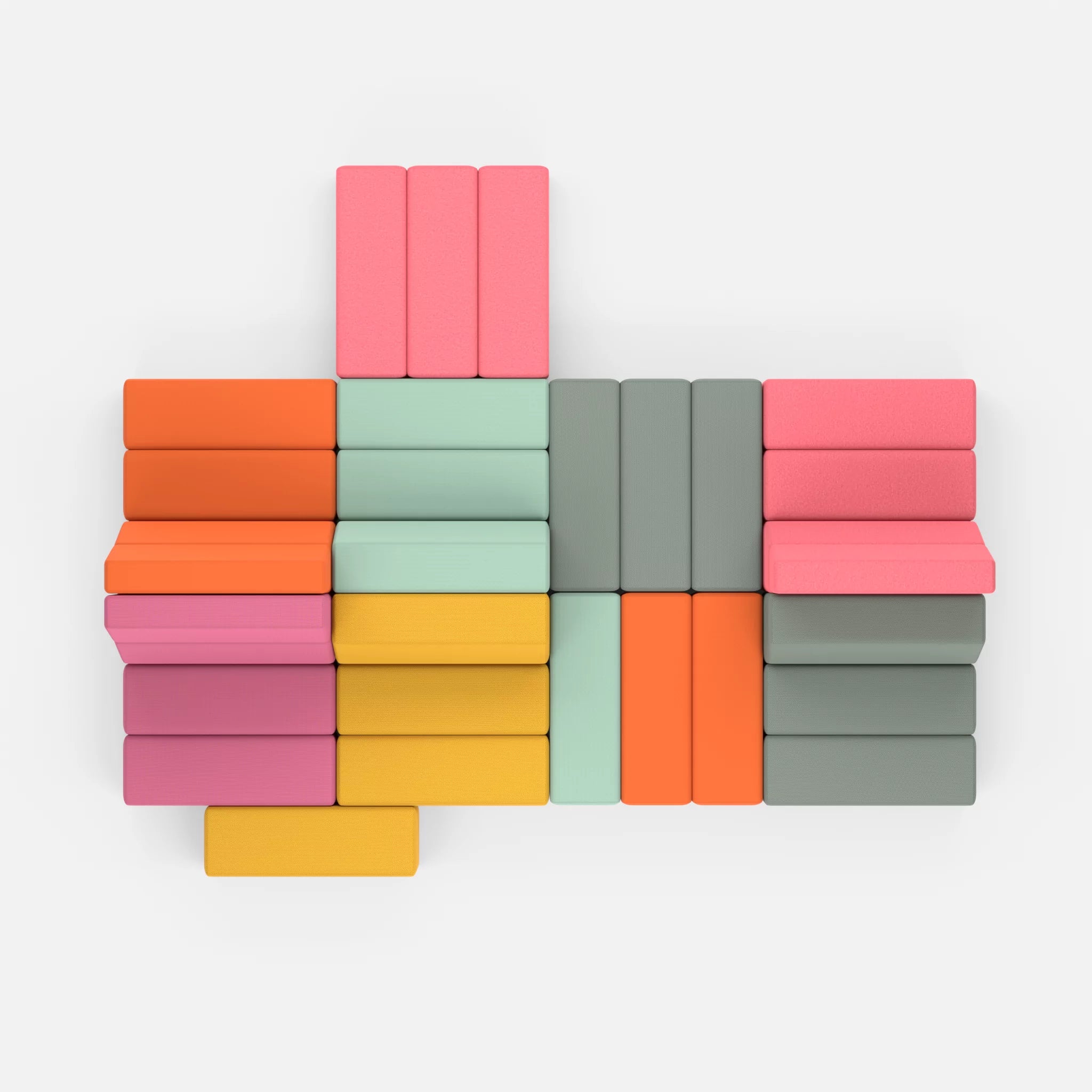 Sofalandschaft Bricks 7 novumdelphi-dama0083 in Graublau und Pink von oben