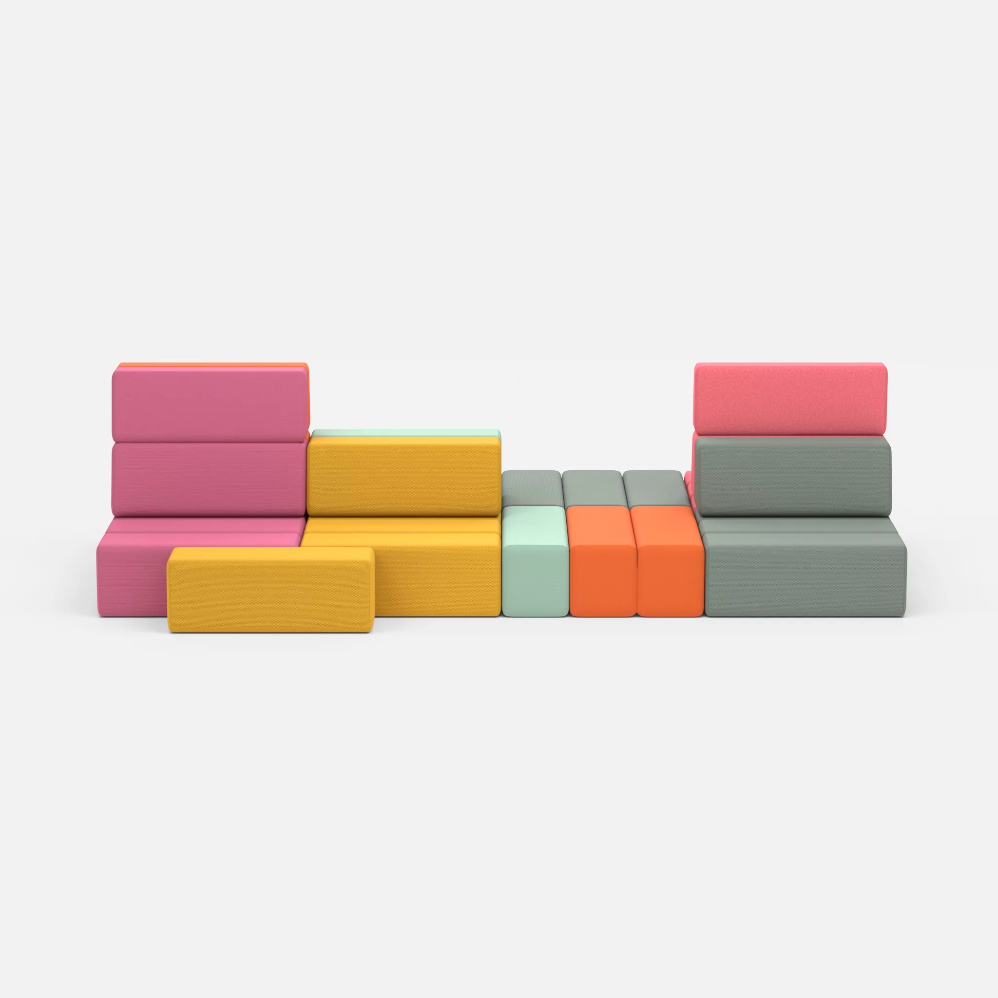 Sofalandschaft Bricks 7 novumdelphi-dama0083 in Graublau und Pink von vorne