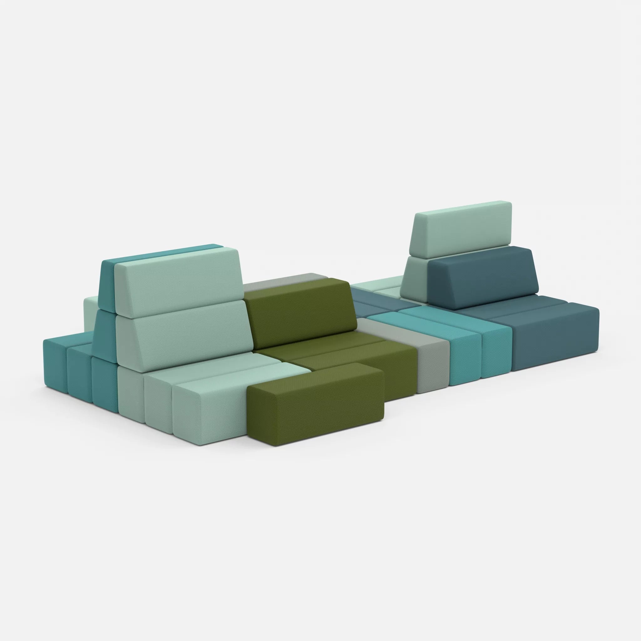 Sofalandschaft Bricks 7 novumsamoa-novumlagoon in Dunkelblau und Graublau von der Seite