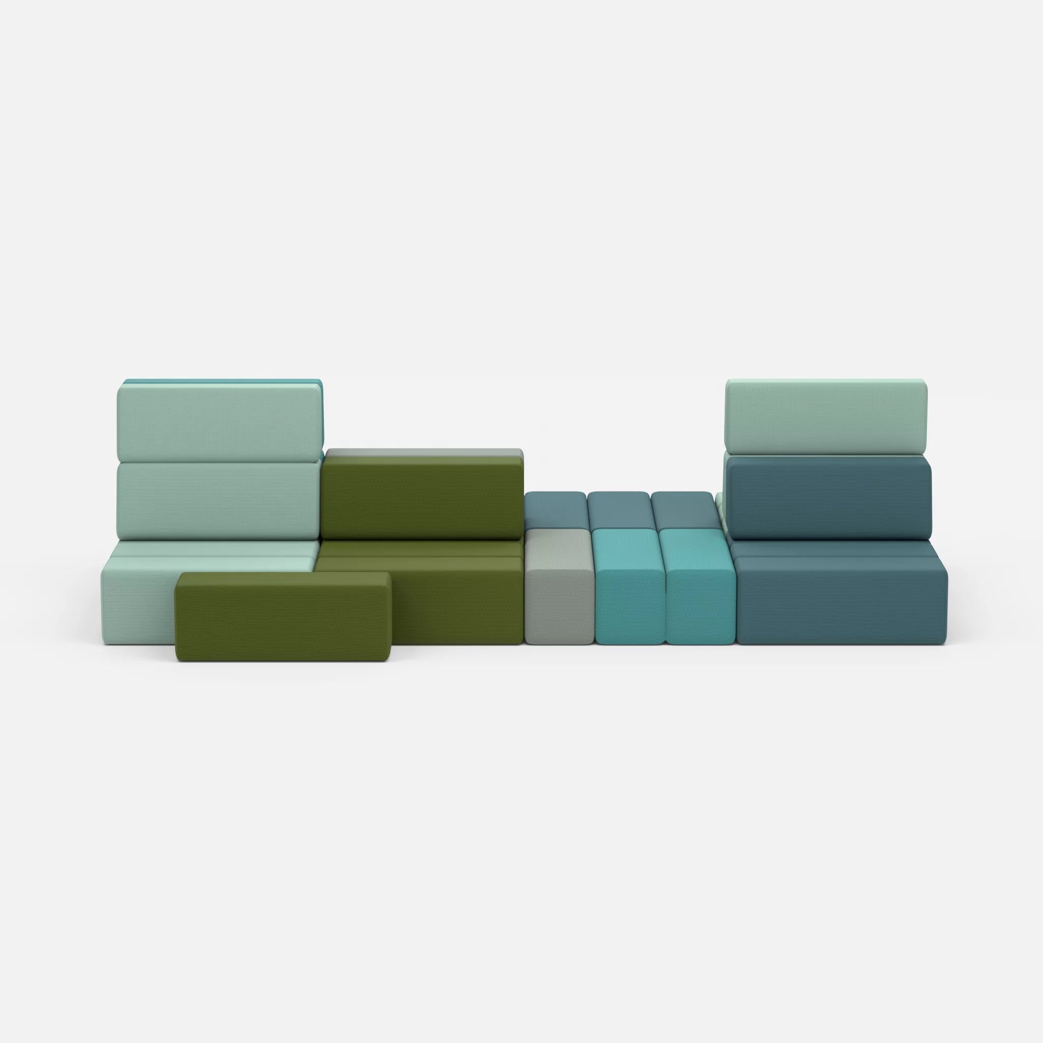 Sofalandschaft Bricks 7 novumsamoa-novumlagoon in Dunkelblau und Graublau von vorne