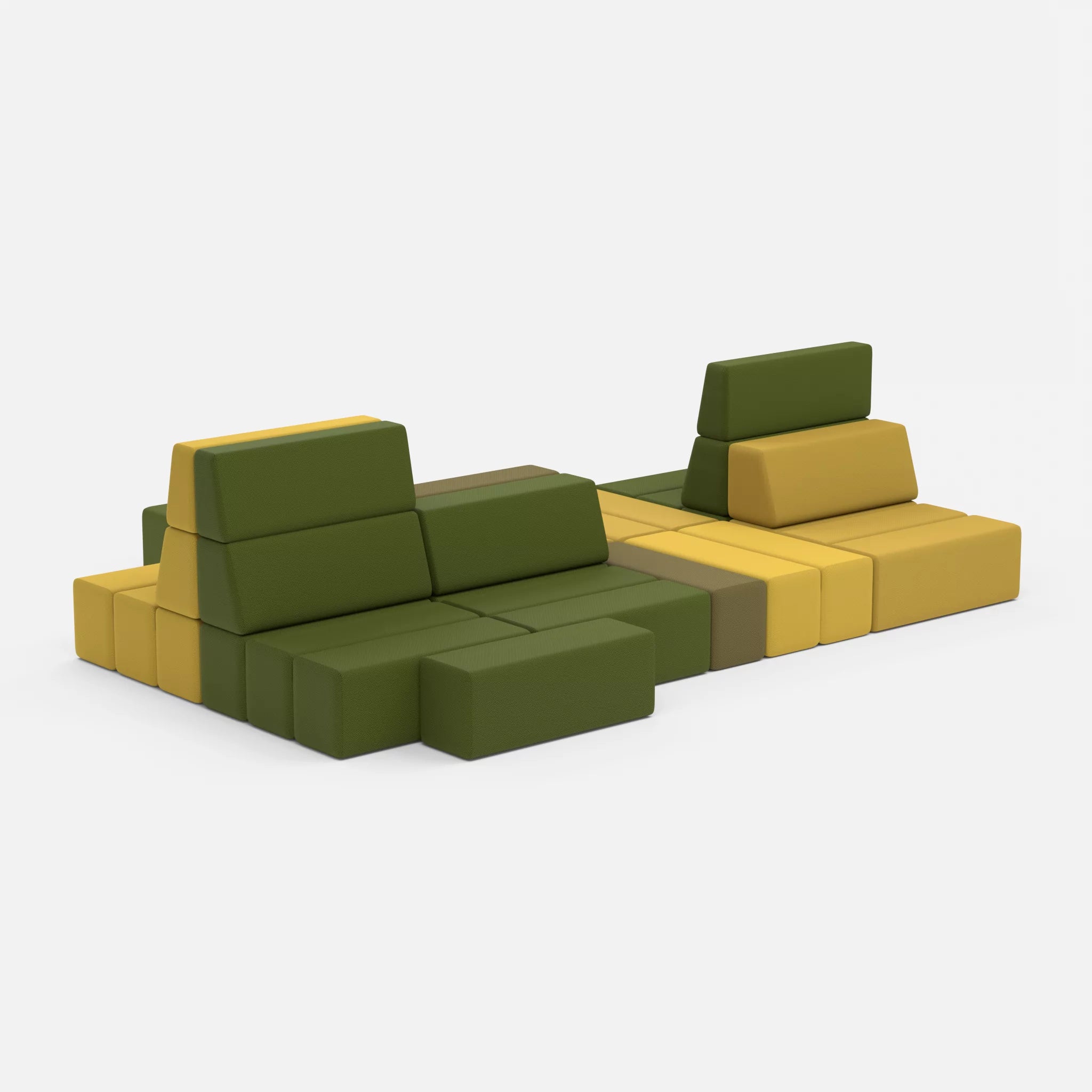Sofalandschaft Bricks 7 novumtivoli-novummoss in Hellgrün und Grün von der Seite