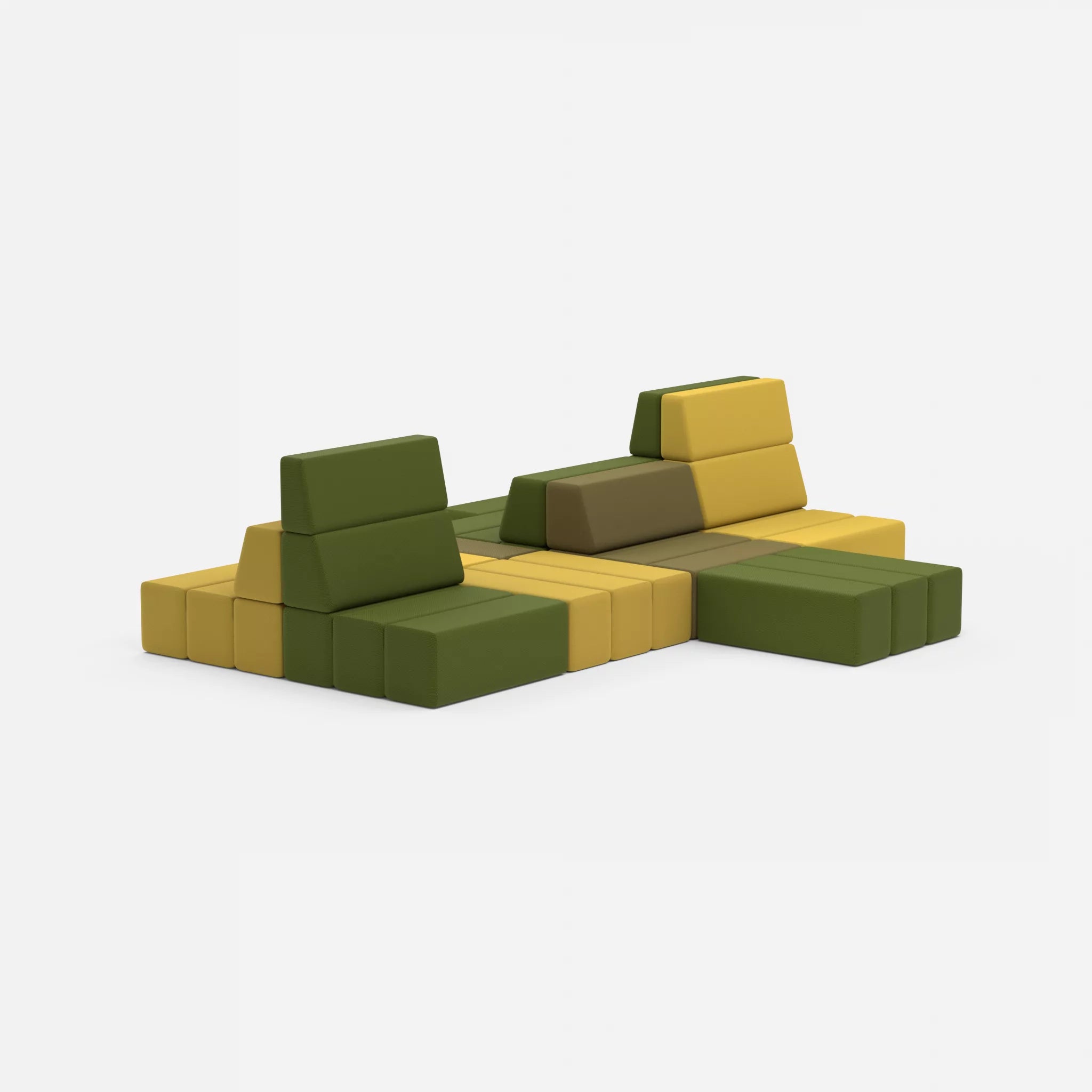 Sofalandschaft Bricks 7 novumtivoli-novummoss in Hellgrün und Grün von hinten
