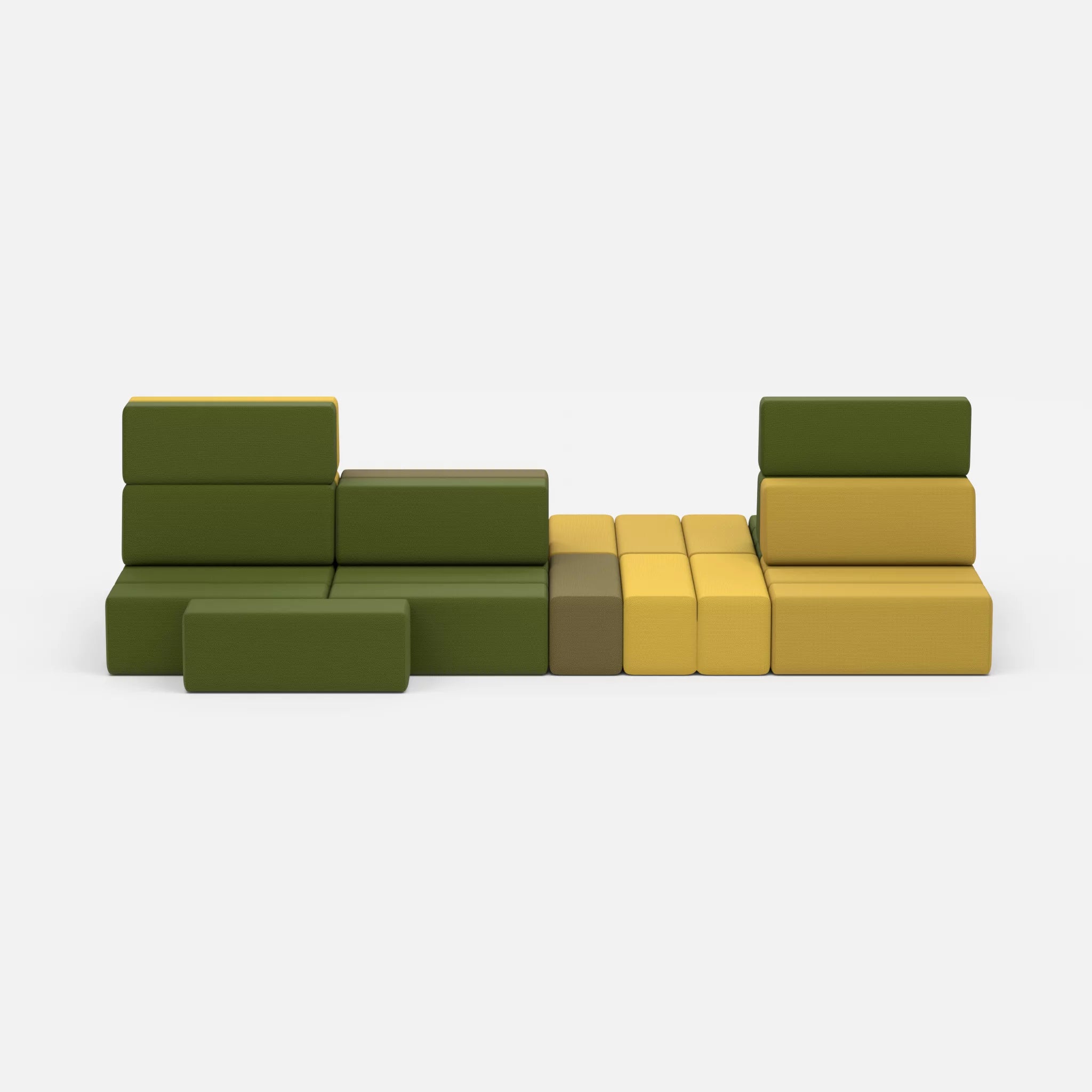 Sofalandschaft Bricks 7 novumtivoli-novummoss in Hellgrün und Grün von vorne