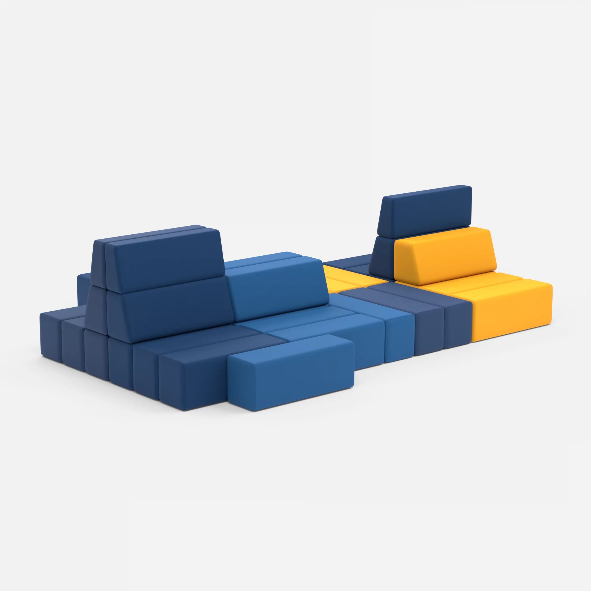 Sofalandschaft Bricks 7 radio3008-radio6512 in Gelb und Dunkelblau von der Seite