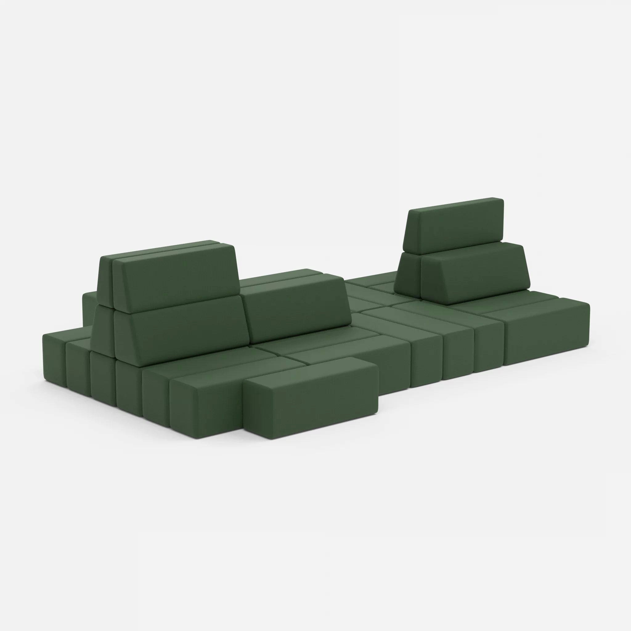 Sofalandschaft Bricks 7 radio7036 in Olive von der Seite