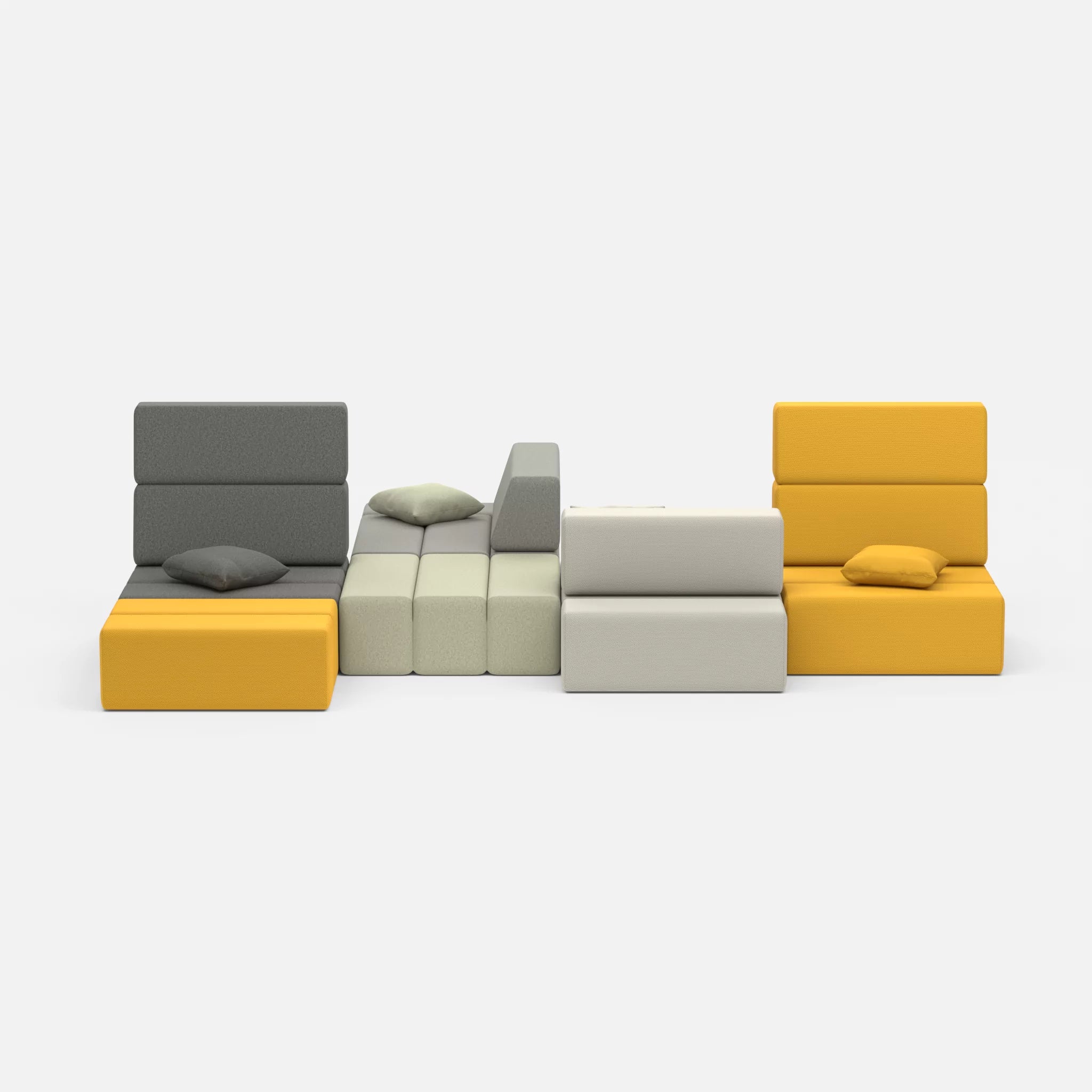 Sofalandschaft Bricks 8 dama0003-novumkies in Mittelgrau und Mittelgrau von vorne