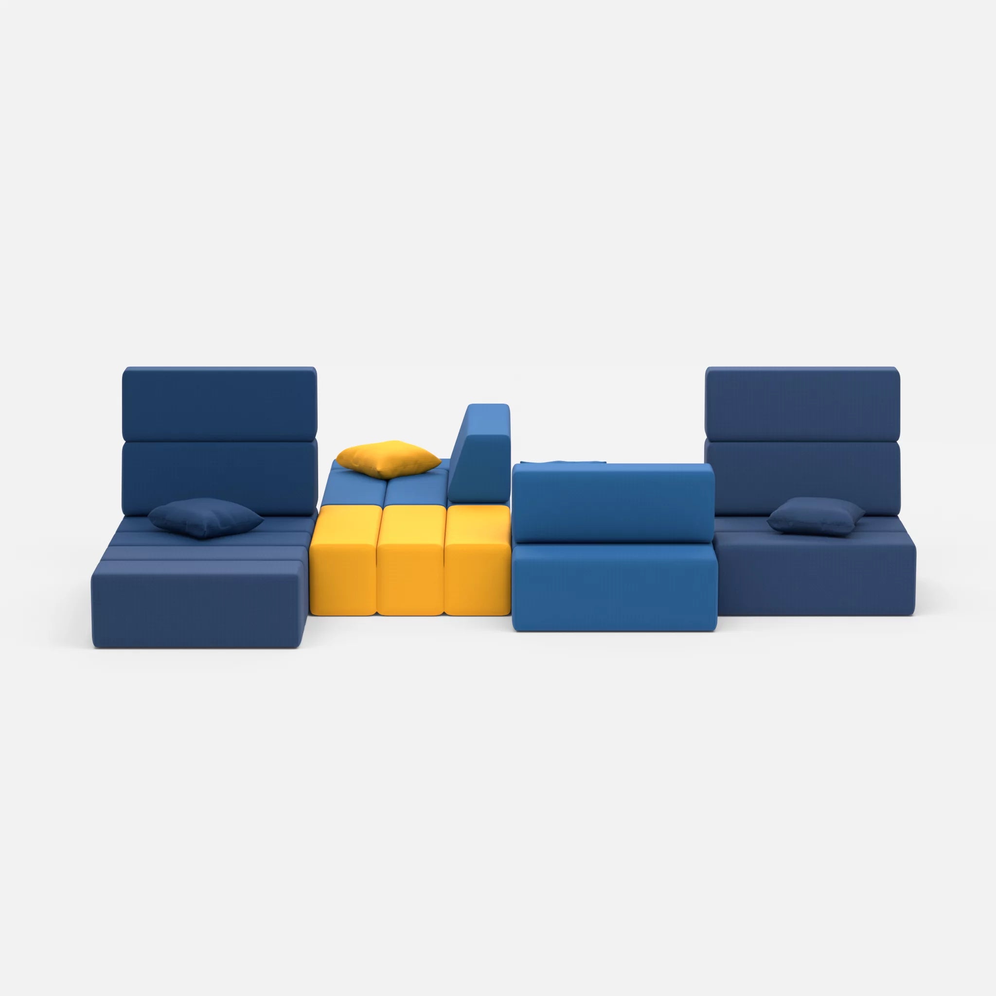 Sofalandschaft Bricks 8 radio6075-radio6598 in Blau und Navy von vorne