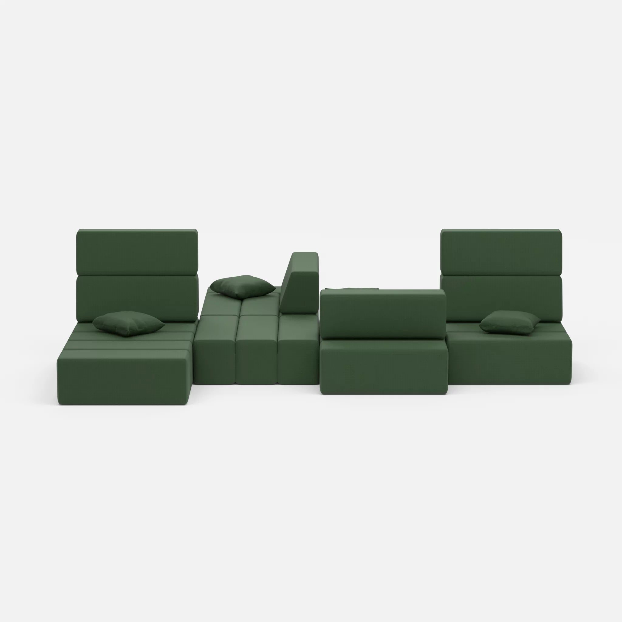 Sofalandschaft Bricks 8 radio7036 in Olive von vorne