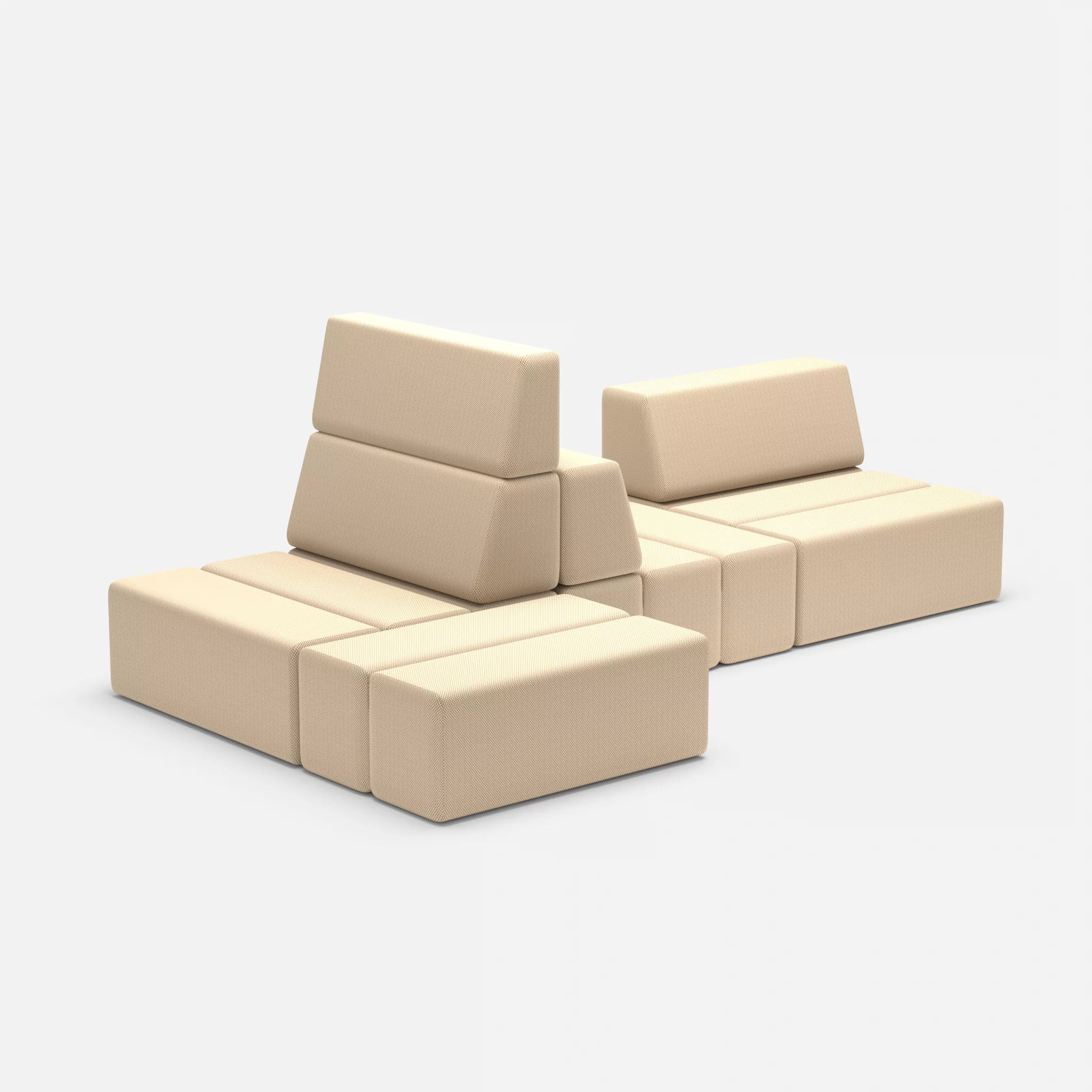 Sofalandschaft Bricks 9 novumcocos in Hellbraun von der Seite