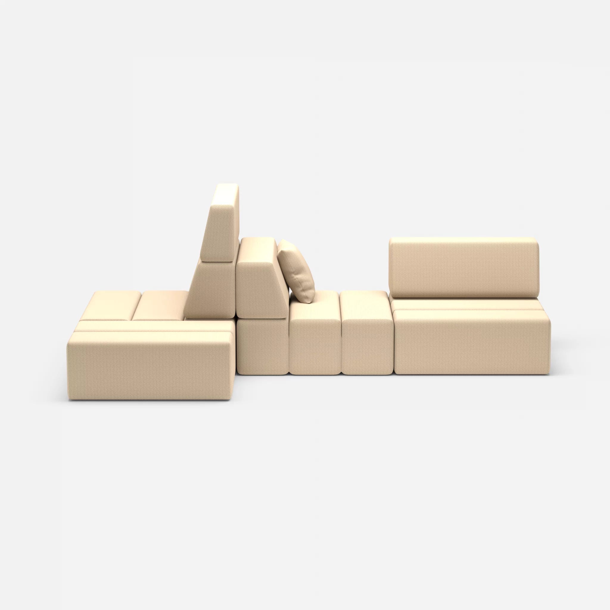 Sofalandschaft Bricks 9 novumcocos in Hellbraun von vorne