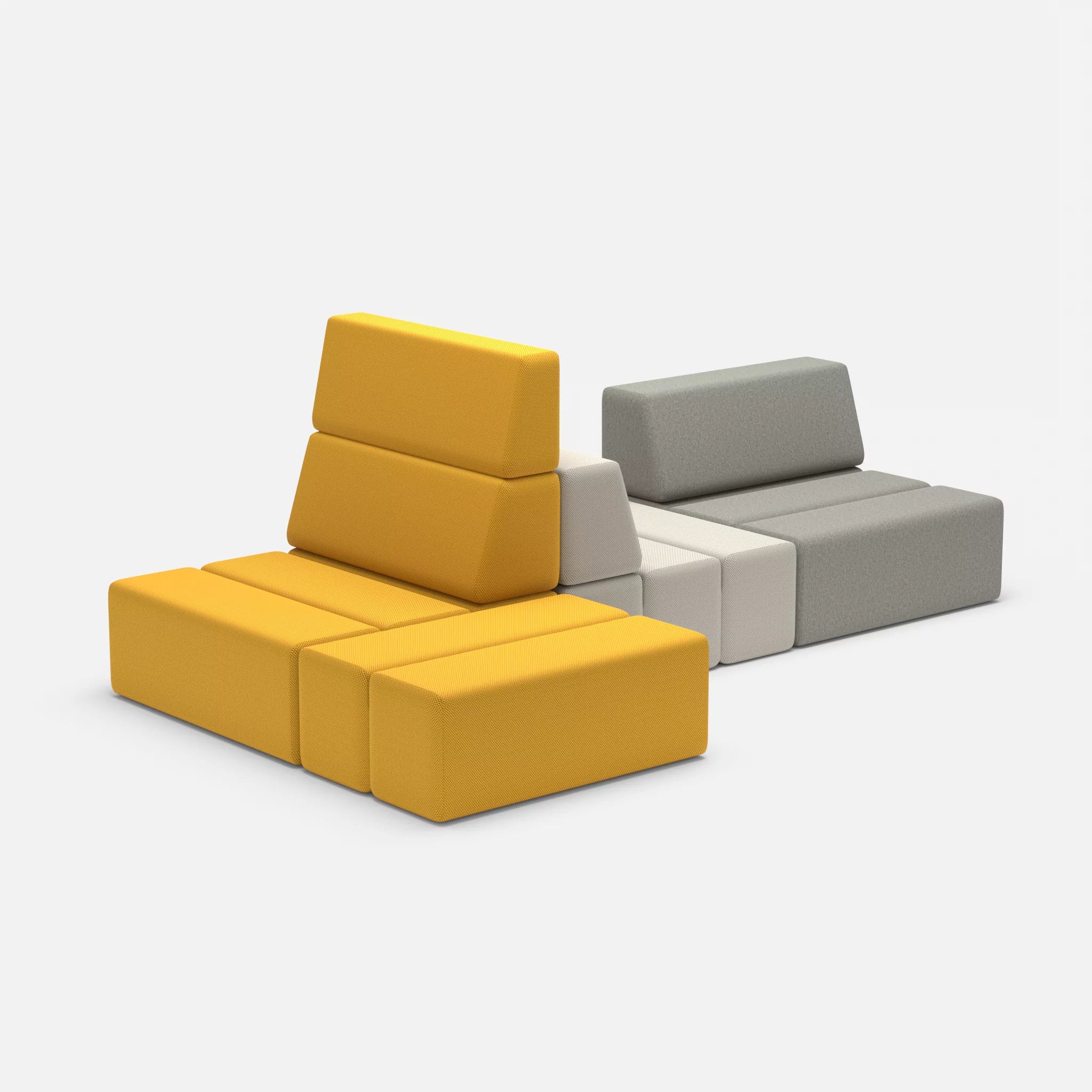 Sofalandschaft Bricks 9 novumcurry-novumkies in Curry und Mittelgrau von der Seite