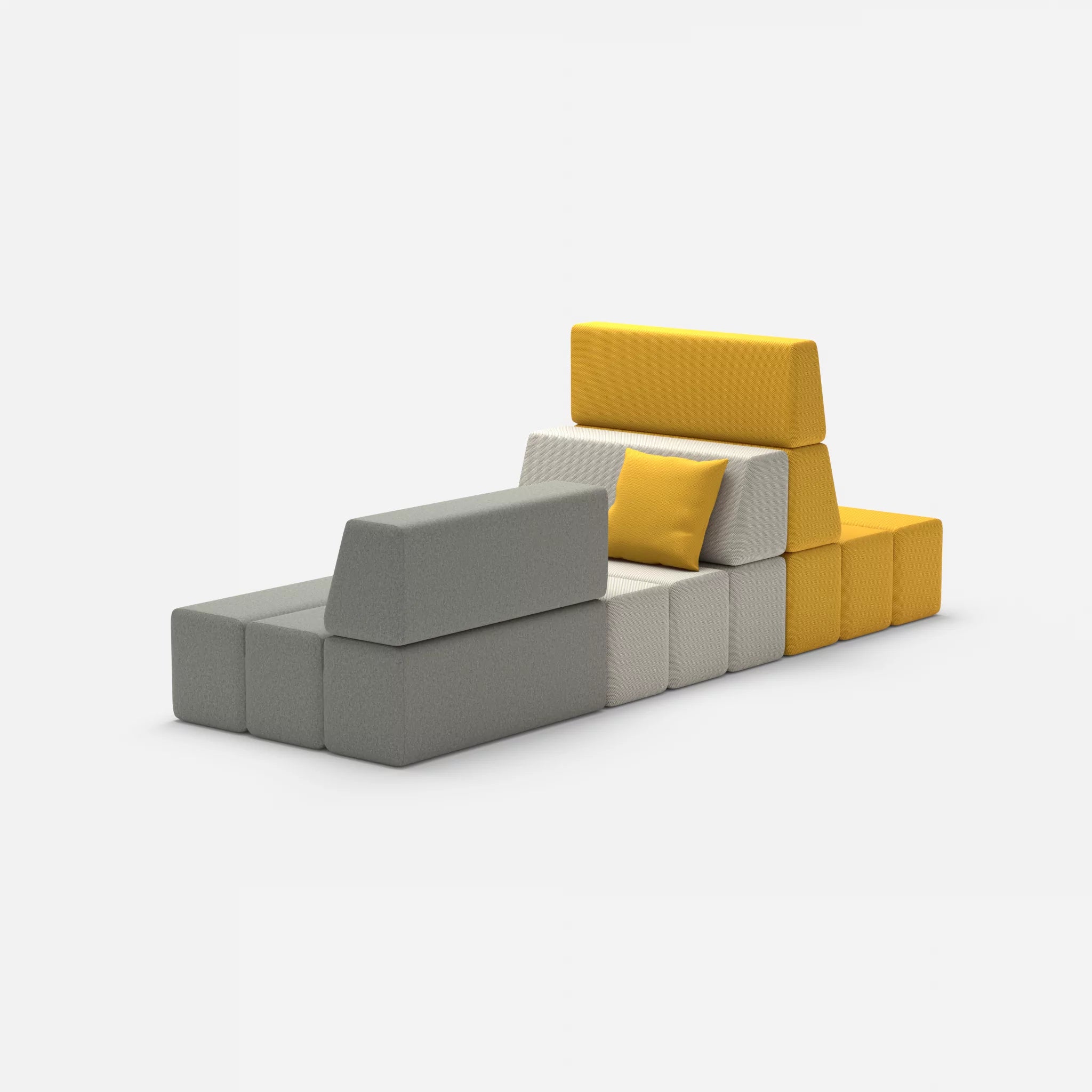 Sofalandschaft Bricks 9 novumcurry-novumkies in Curry und Mittelgrau von hinten