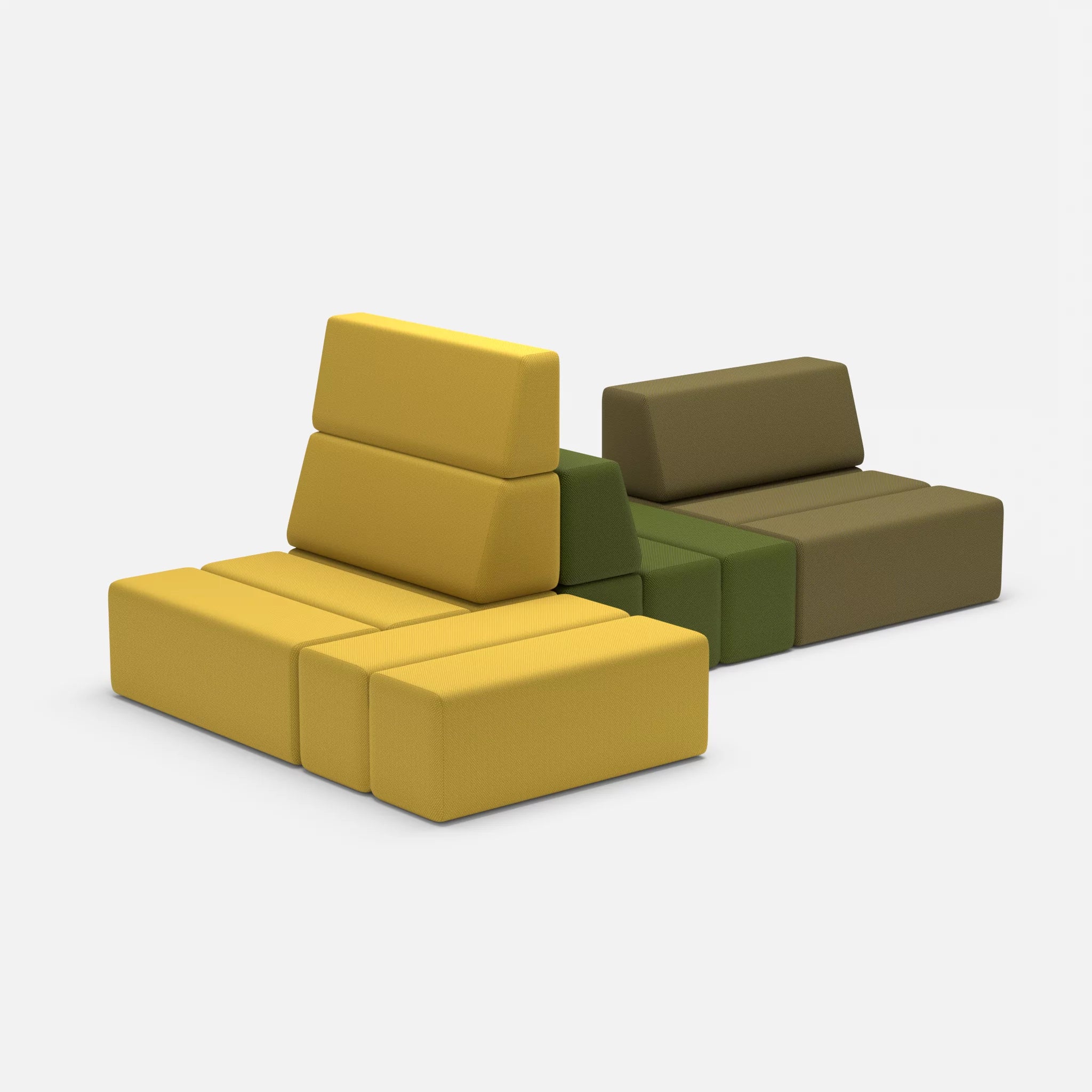 Sofalandschaft Bricks 9 novumpear-novummoss in Gelb und Grün von der Seite