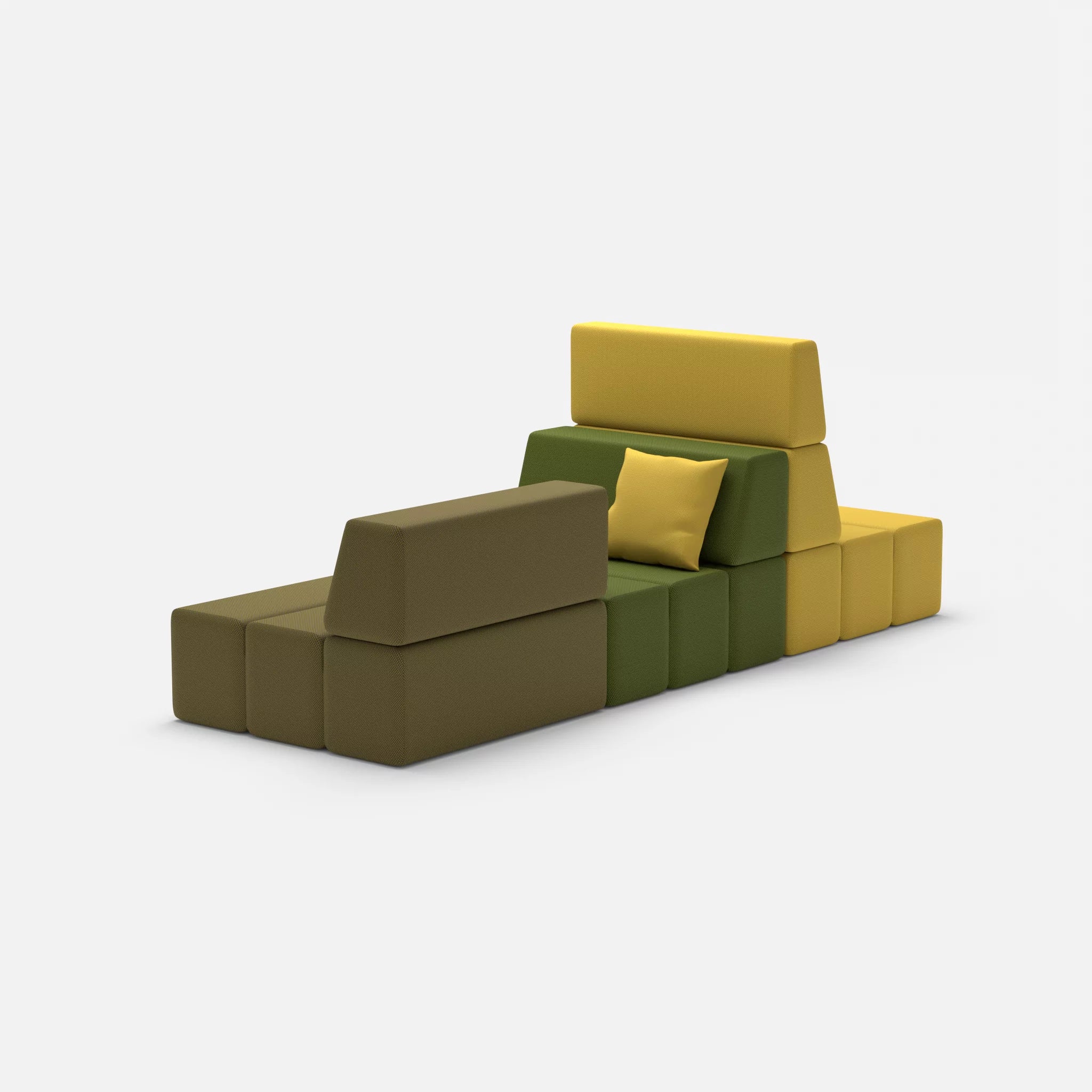 Sofalandschaft Bricks 9 novumpear-novummoss in Gelb und Grün von hinten