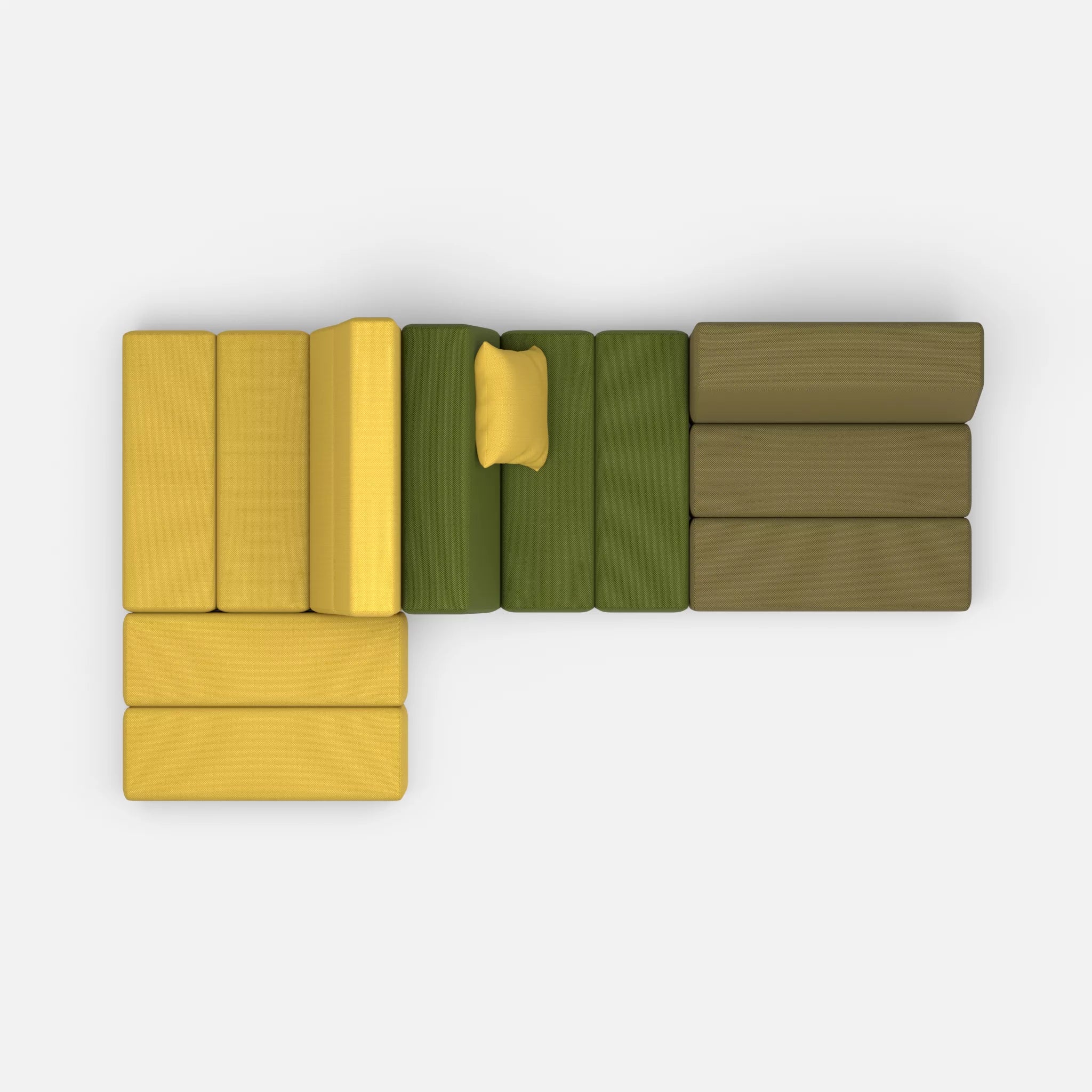 Sofalandschaft Bricks 9 novumpear-novummoss in Gelb und Grün von oben