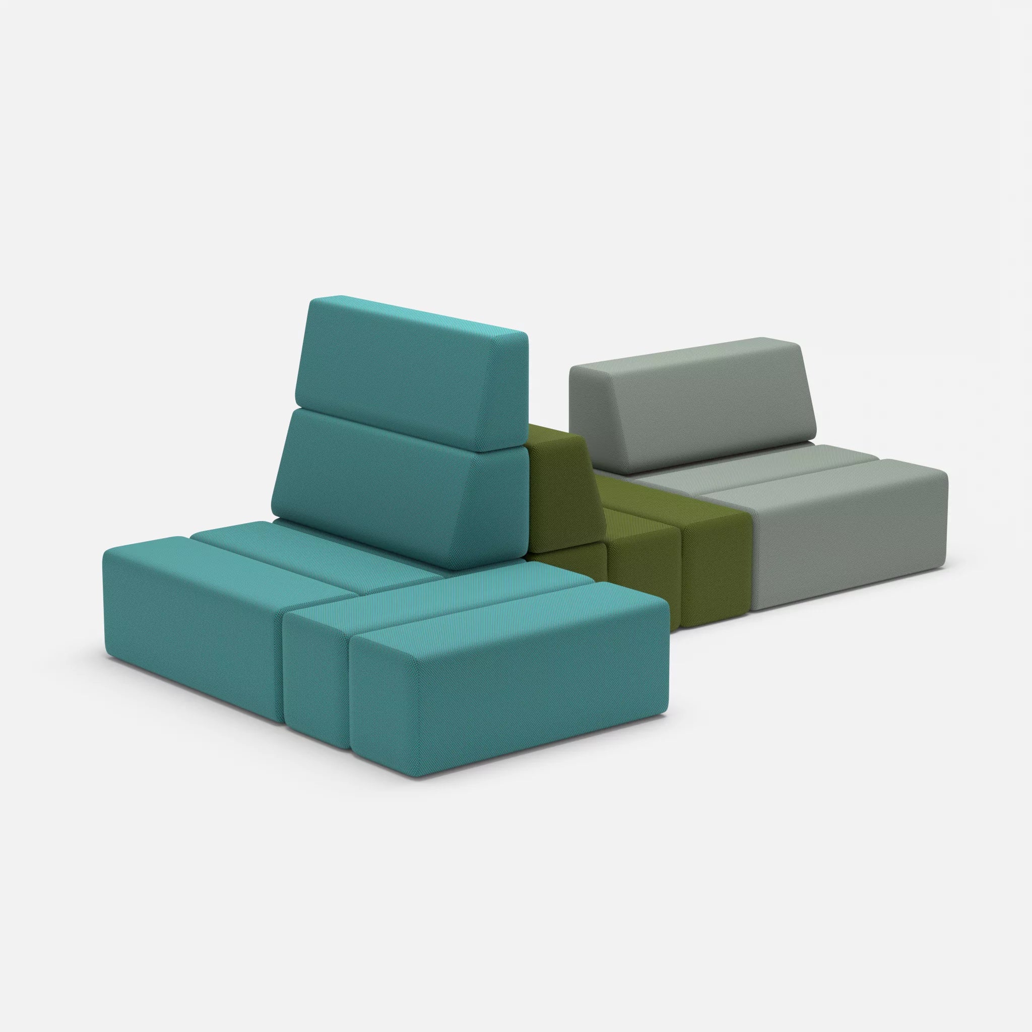 Sofalandschaft Bricks 9 novumprisma-novummoss in Türkis und Grün von der Seite