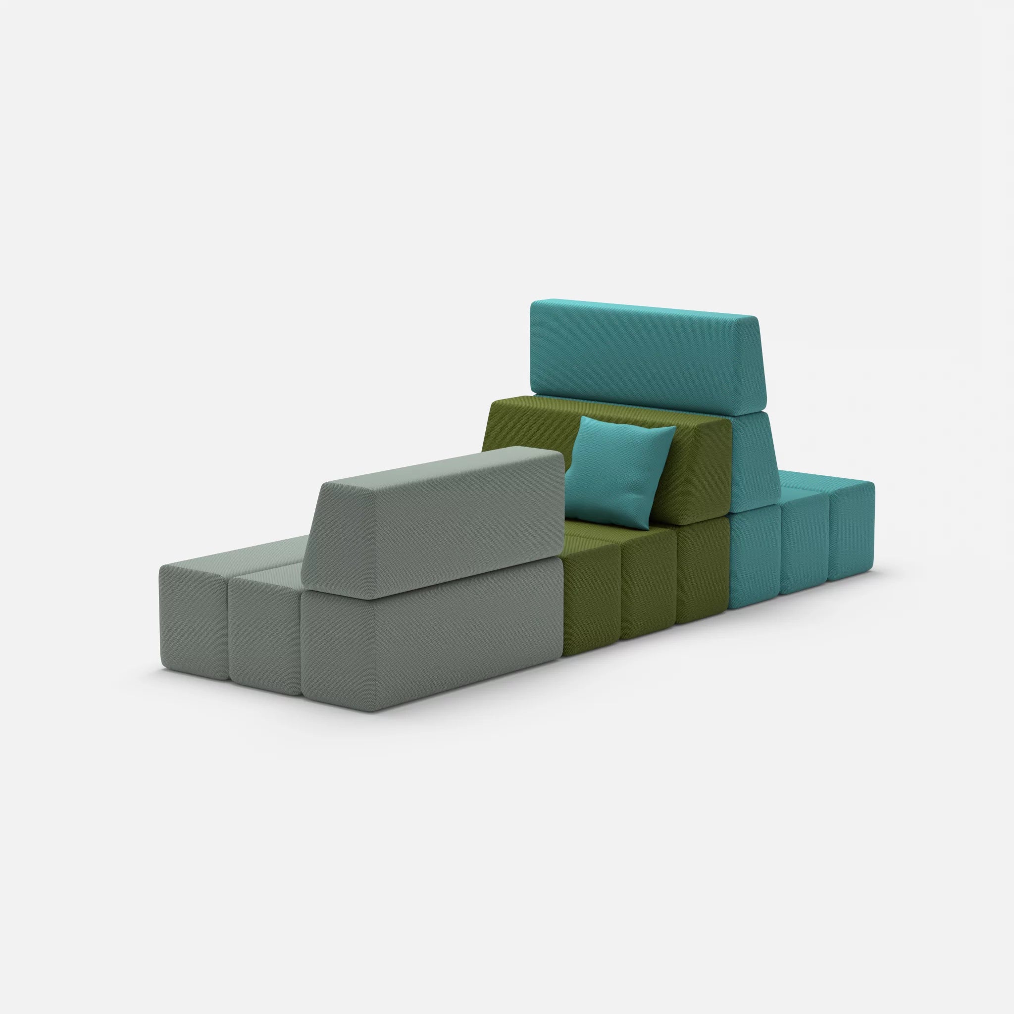 Sofalandschaft Bricks 9 novumprisma-novummoss in Türkis und Grün von hinten