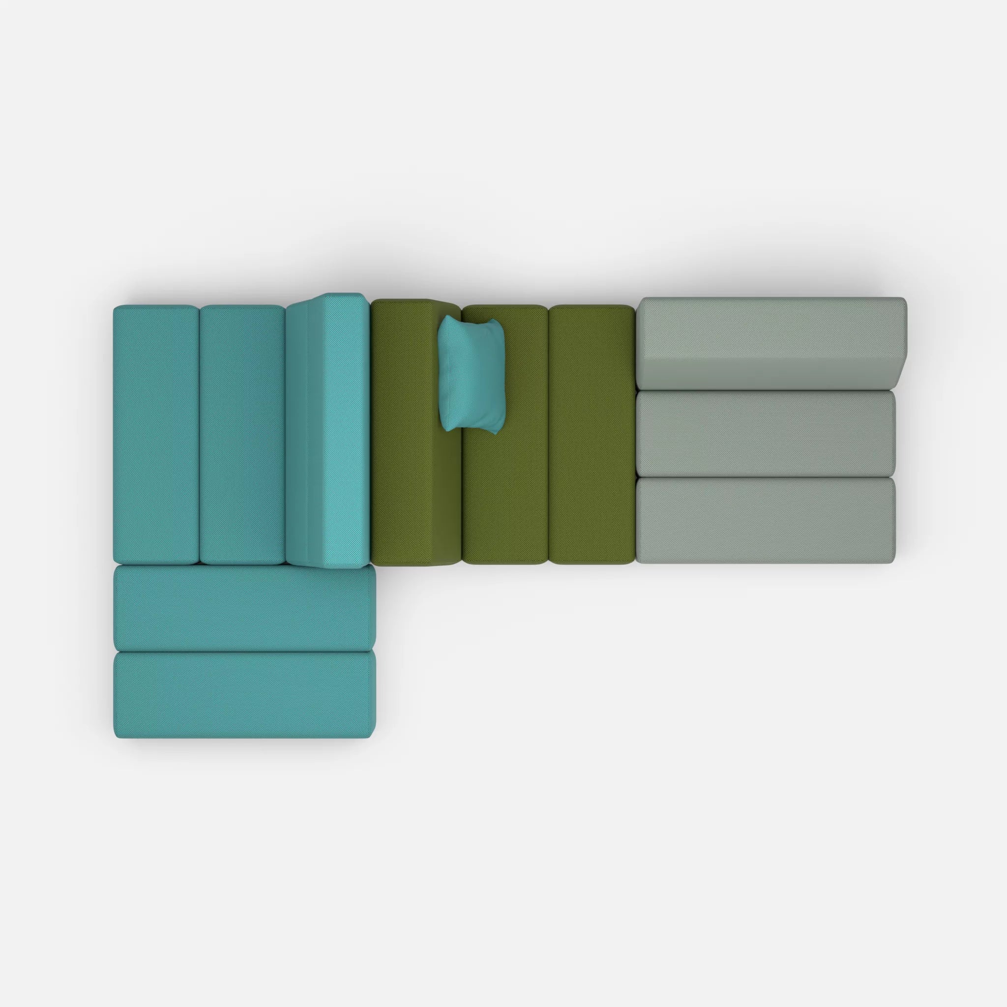 Sofalandschaft Bricks 9 novumprisma-novummoss in Türkis und Grün von oben