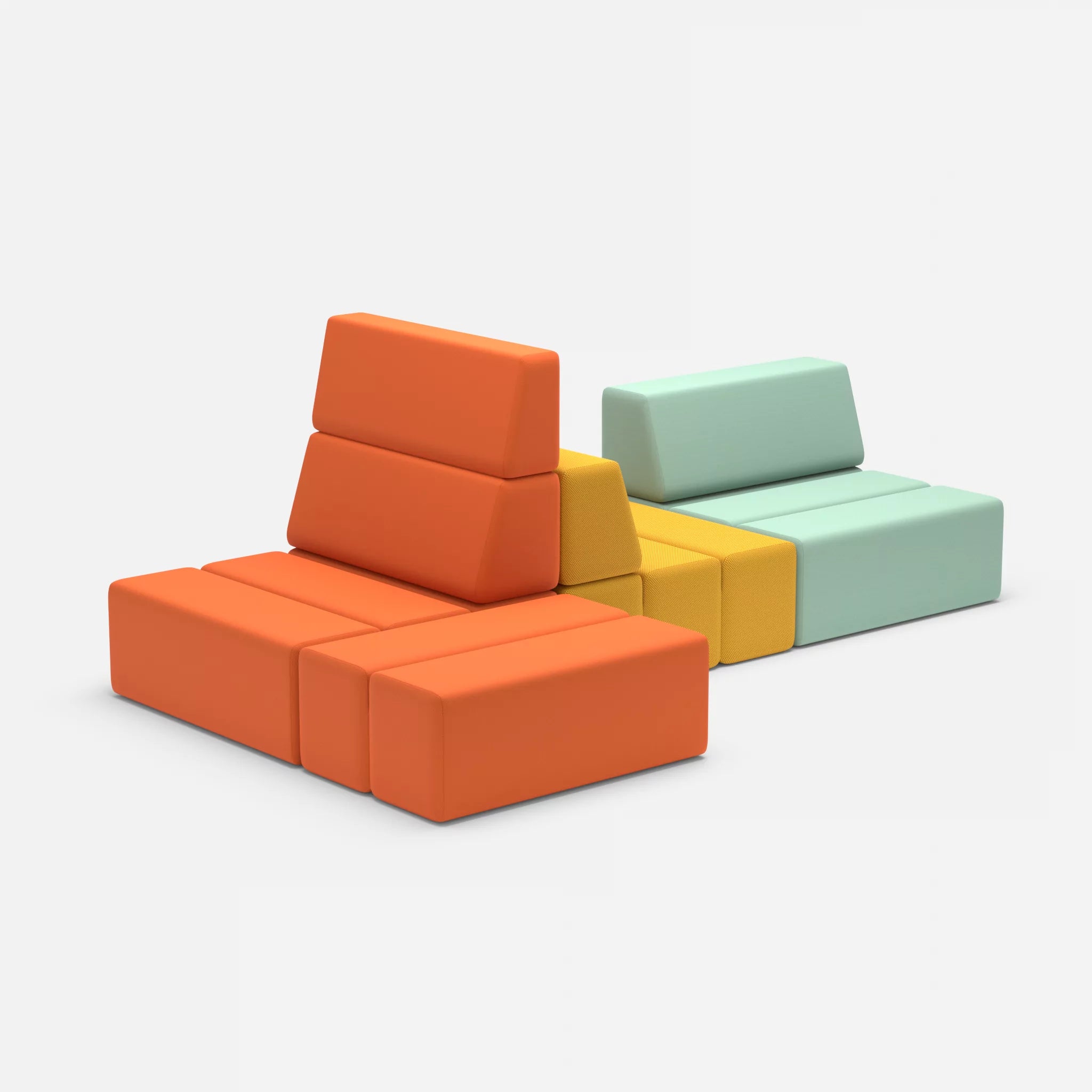 Sofalandschaft Bricks 9 radio3094-novumcurry in Orange und Curry von der Seite