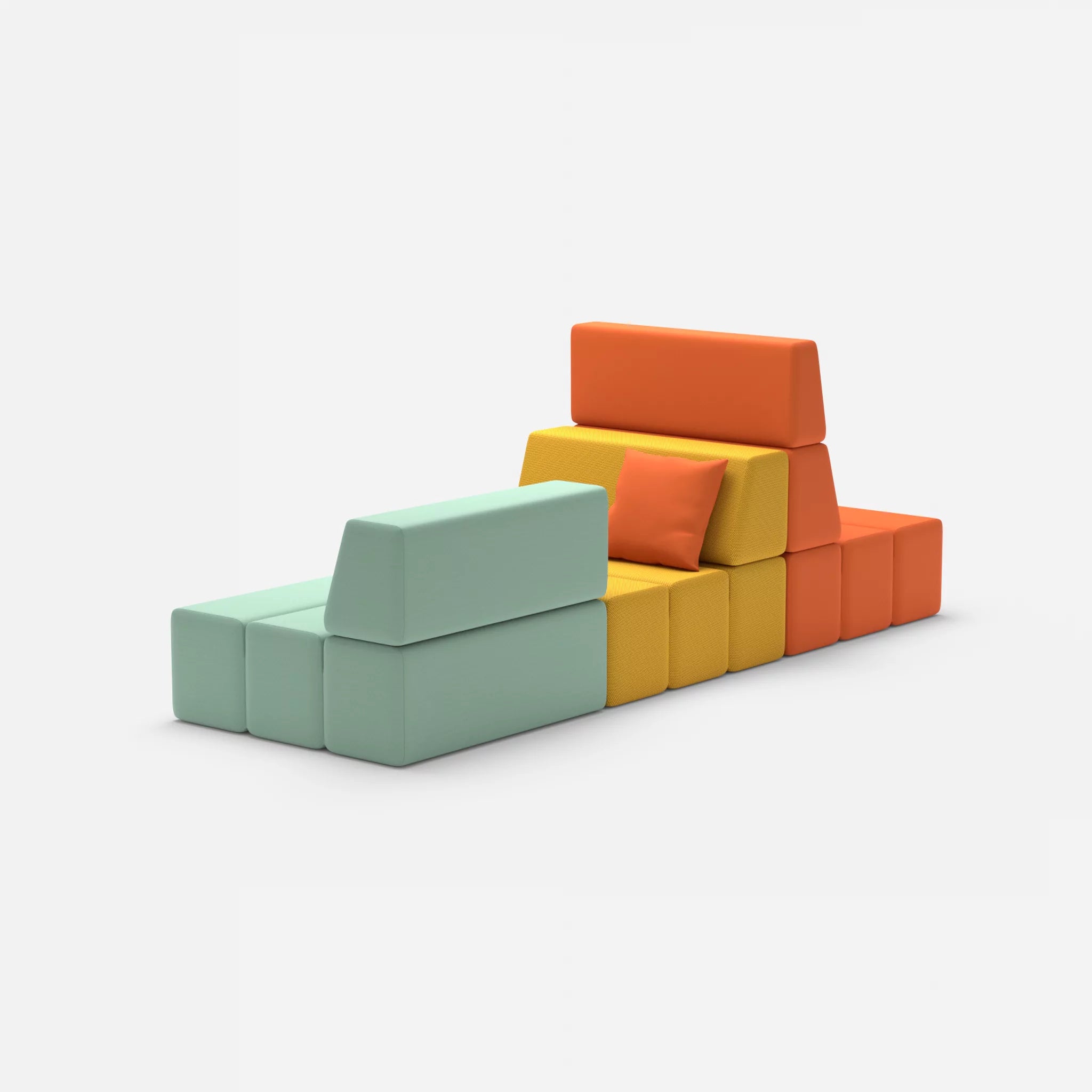 Sofalandschaft Bricks 9 radio3094-novumcurry in Orange und Curry von hinten