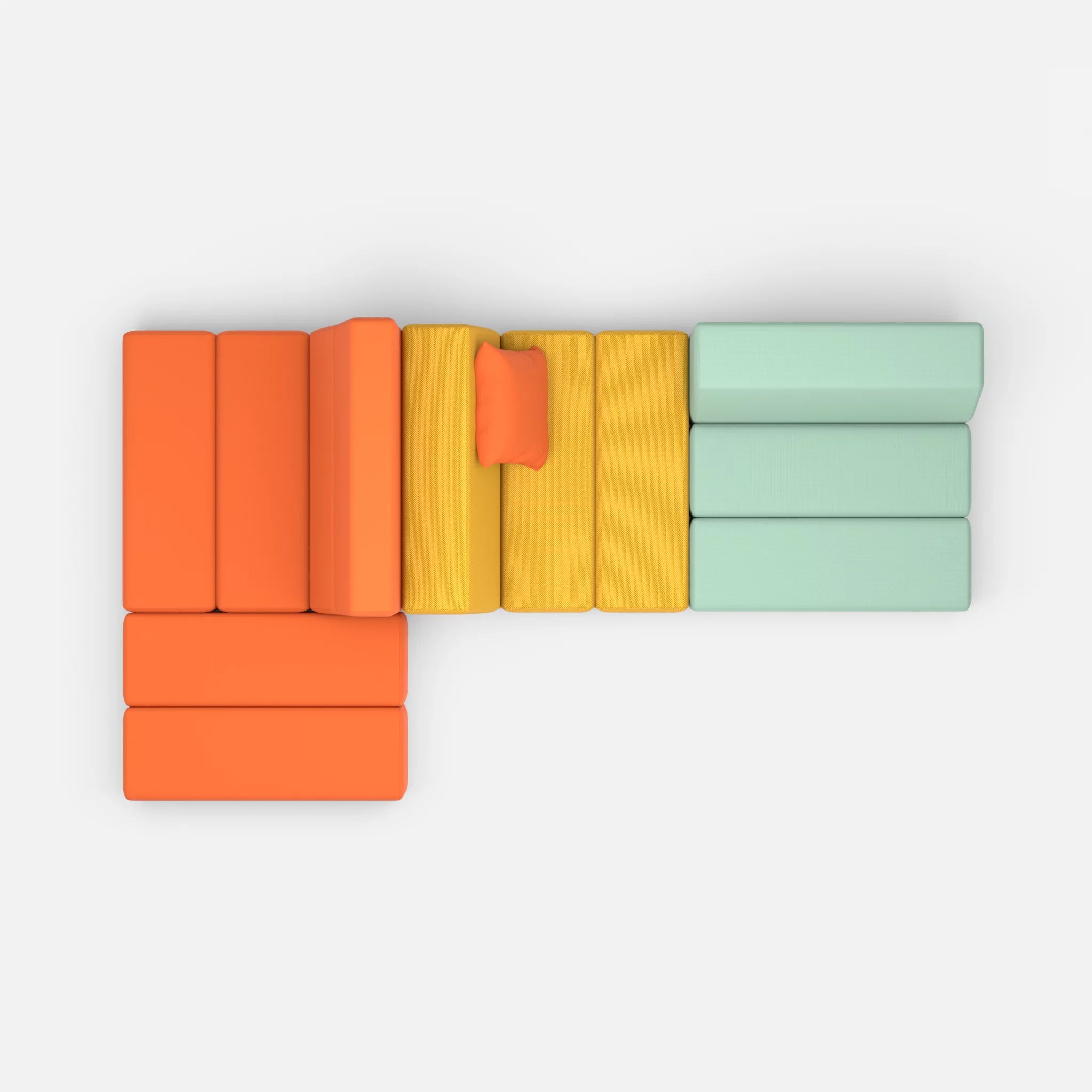 Sofalandschaft Bricks 9 radio3094-novumcurry in Orange und Curry von oben