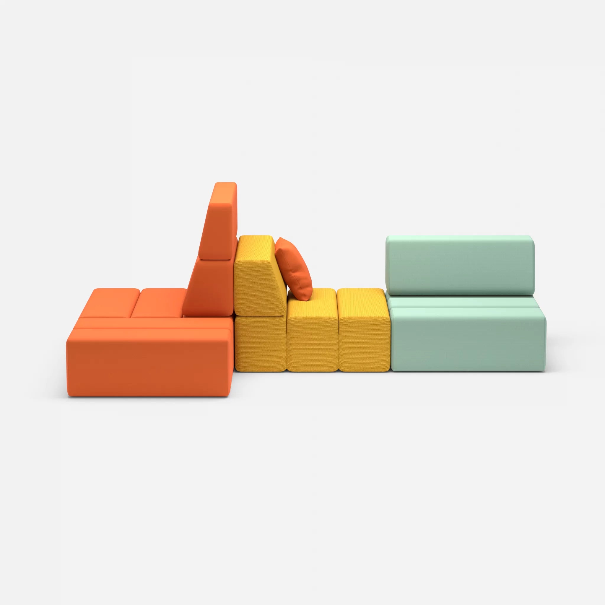 Sofalandschaft Bricks 9 radio3094-novumcurry in Orange und Curry von vorne