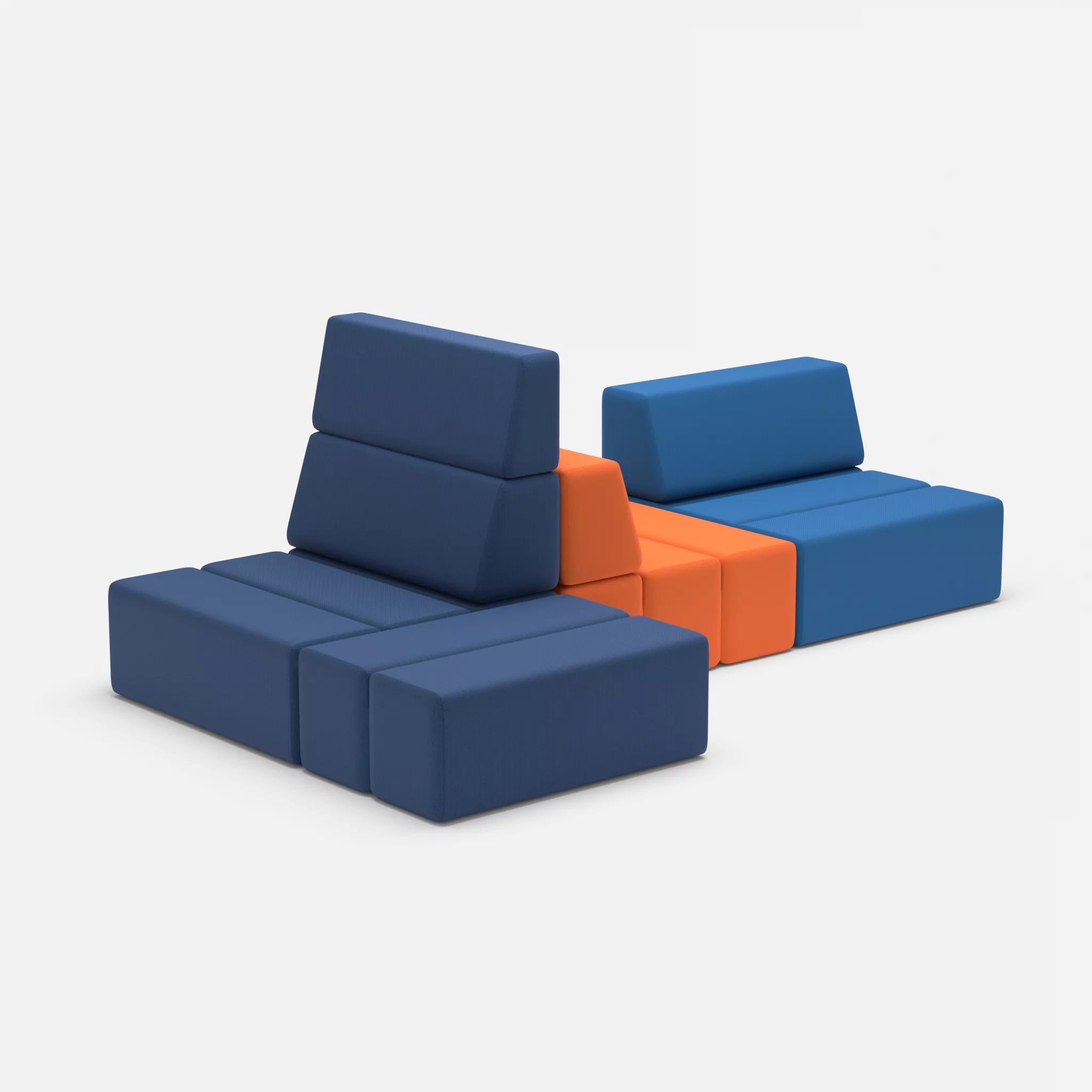 Sofalandschaft Bricks 9 radio6598-radio3094 in Navy und Orange von der Seite