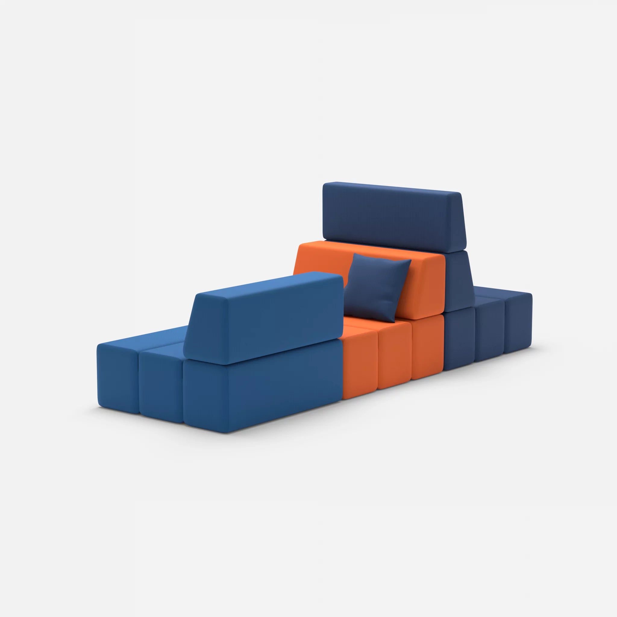 Sofalandschaft Bricks 9 radio6598-radio3094 in Navy und Orange von hinten