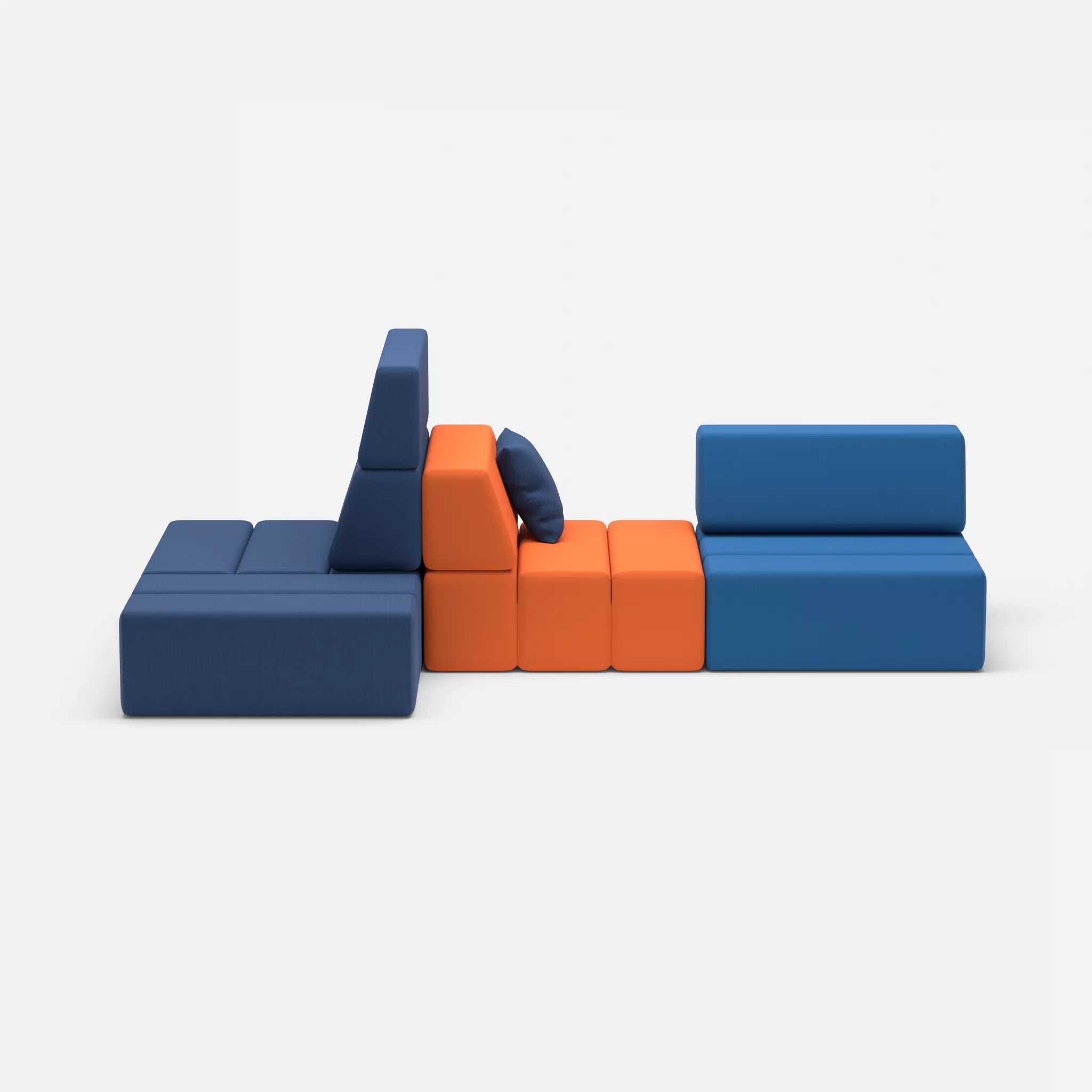 Sofalandschaft Bricks 9 radio6598-radio3094 in Navy und Orange von vorne