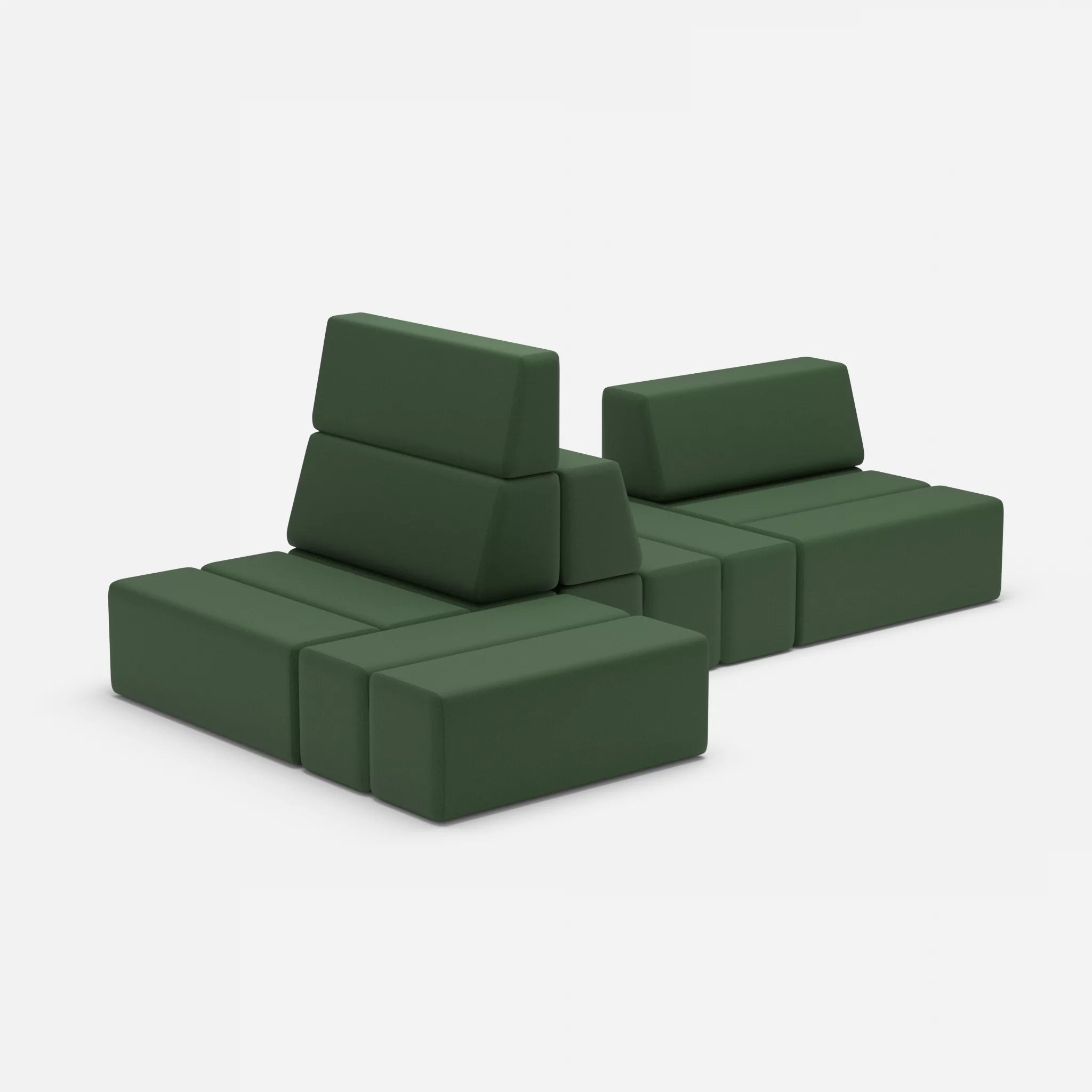 Sofalandschaft Bricks 9 radio7036 in Olive von der Seite