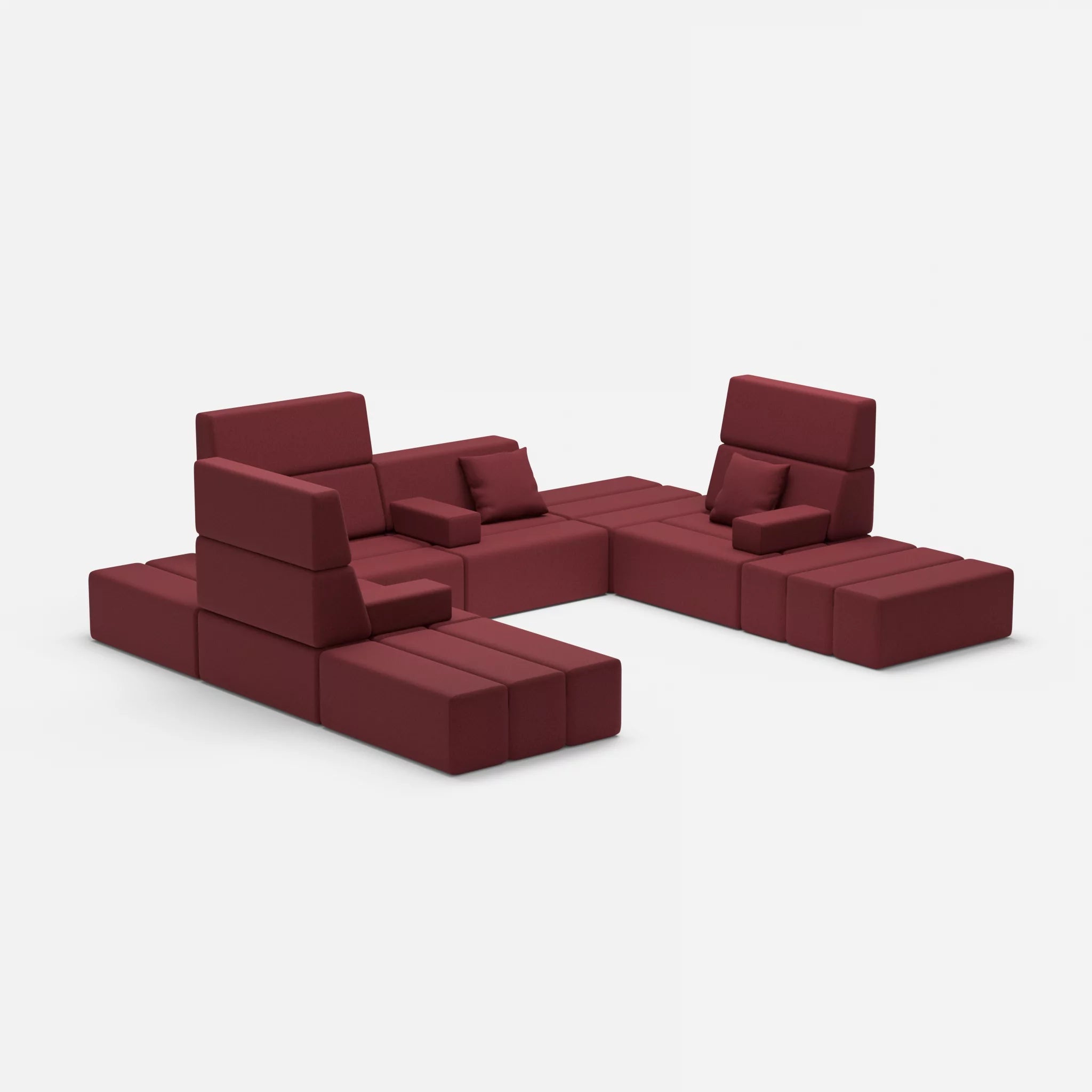 U Sofa Bricks 2 dama0034 in Bordeaux von der Seite