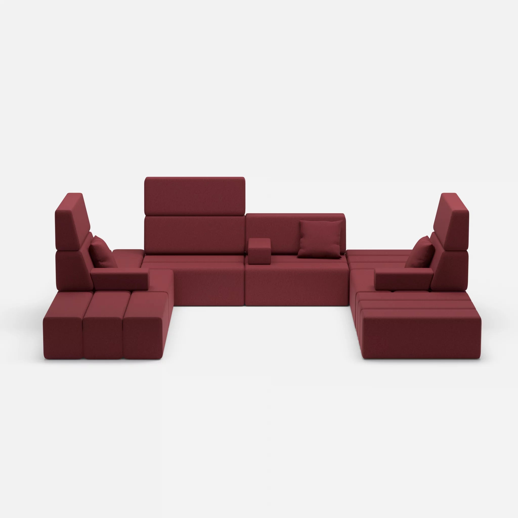 U Sofa Bricks 2 dama0034 in Bordeaux von vorne