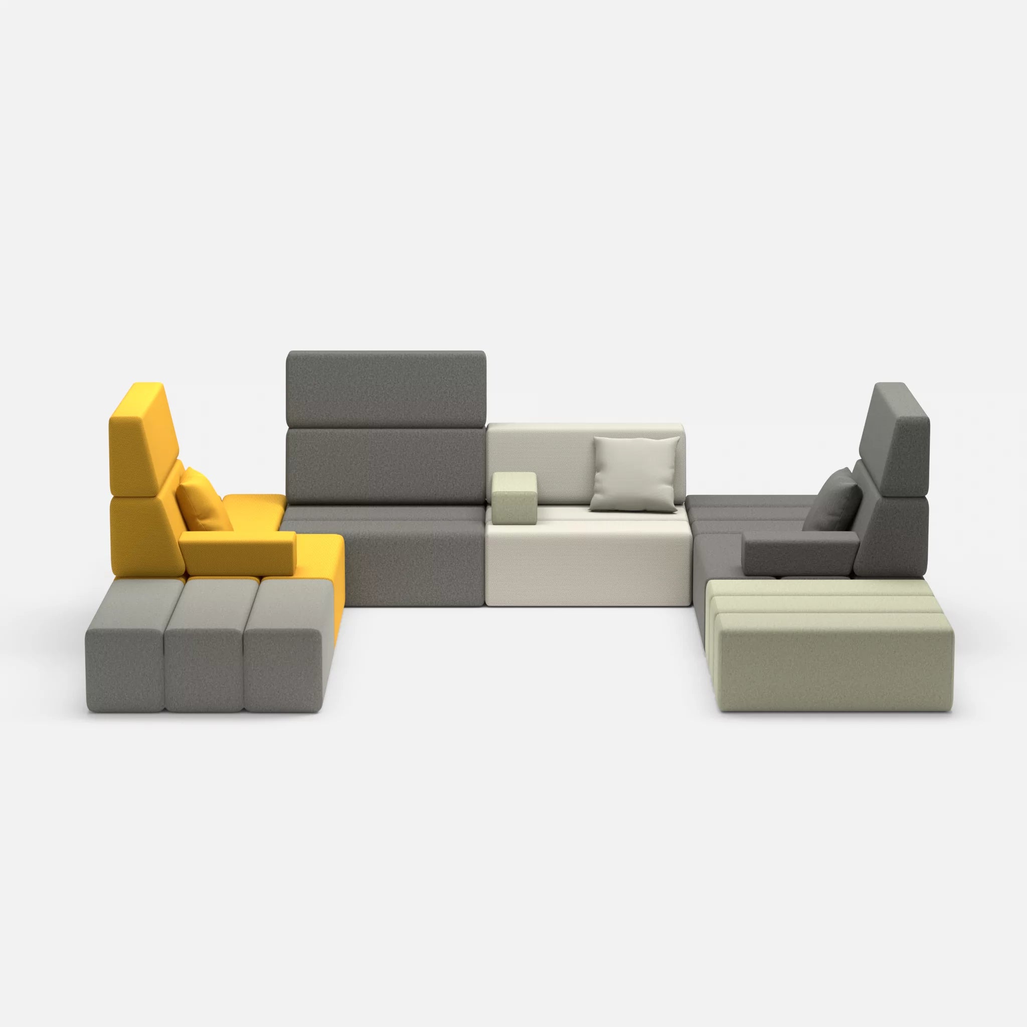 U Sofa Bricks 2 novumcurry-dama0004 in Curry und Dunkelgrau von vorne