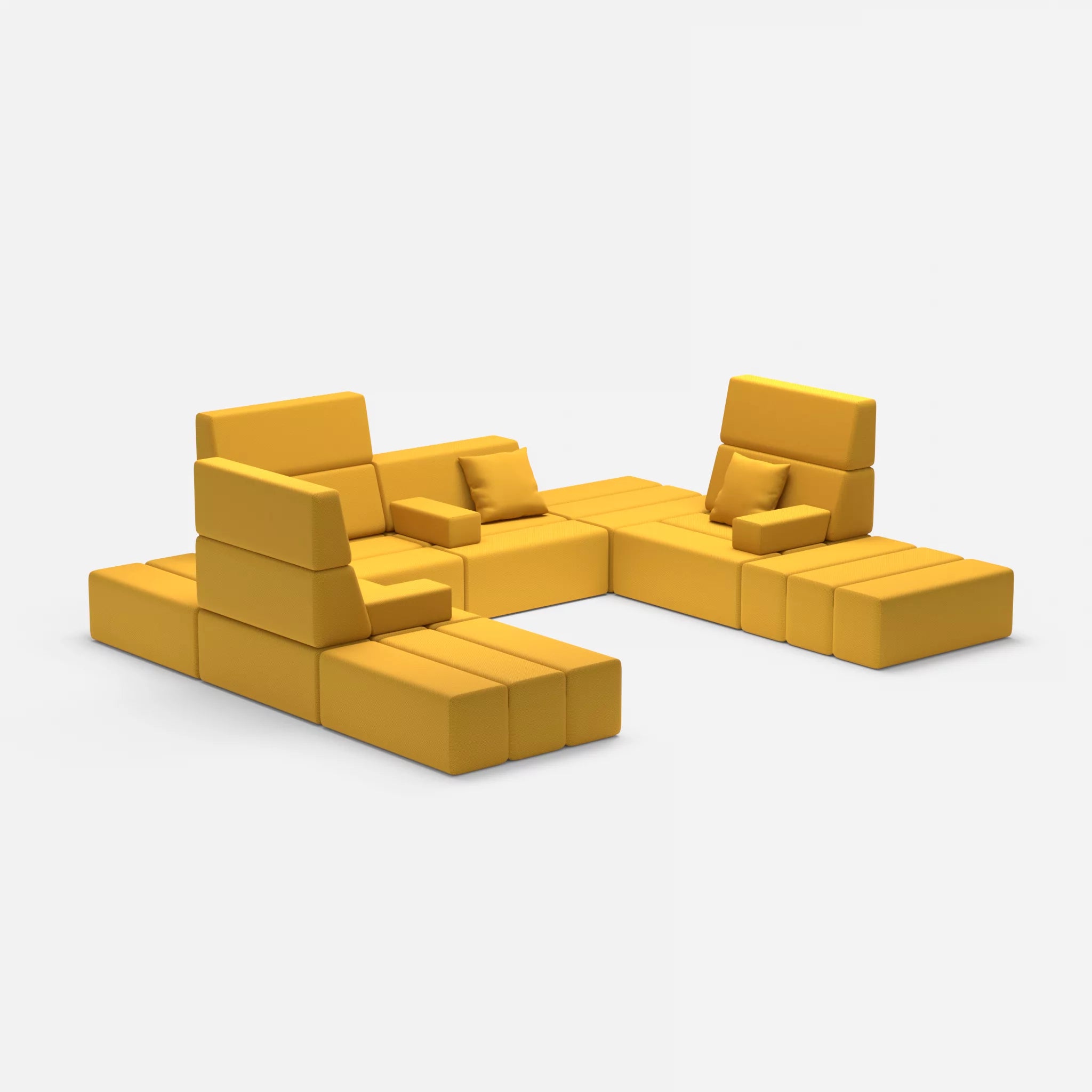 U Sofa Bricks 2 novumcurry in Curry von der Seite