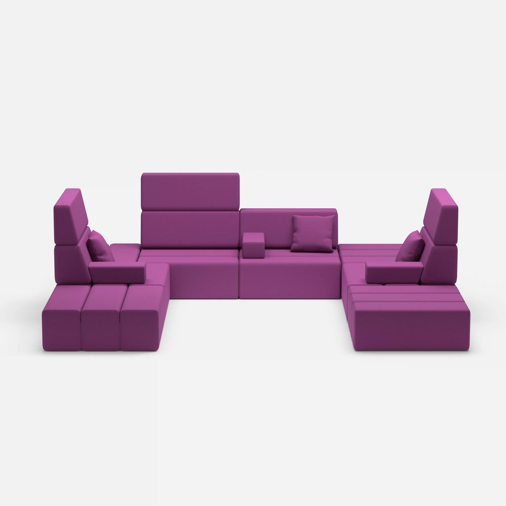 U Sofa Bricks 2 novumviola in Violett von vorne