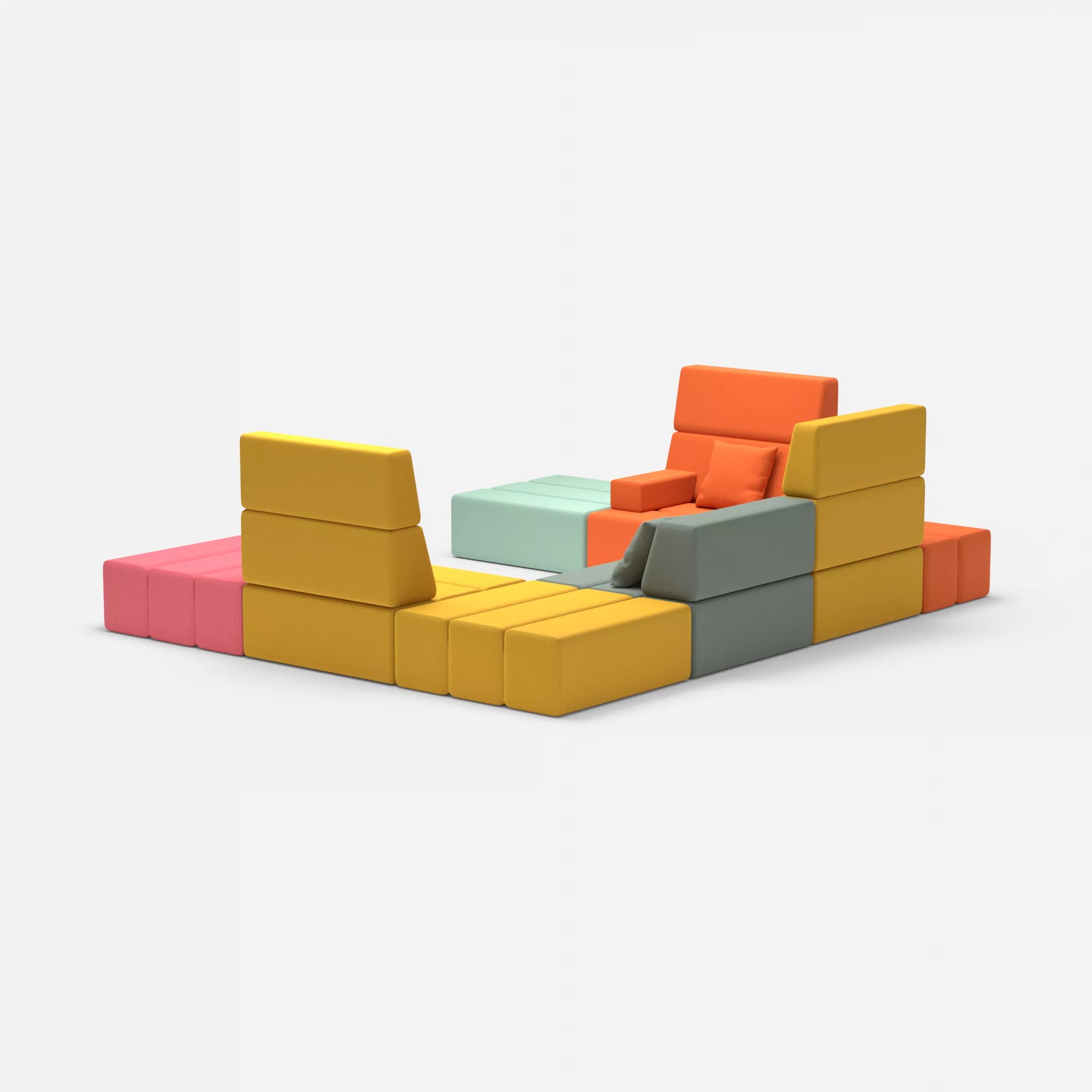 U Sofa Bricks 2 radio3094-novumcurry in Orange und Curry von hinten