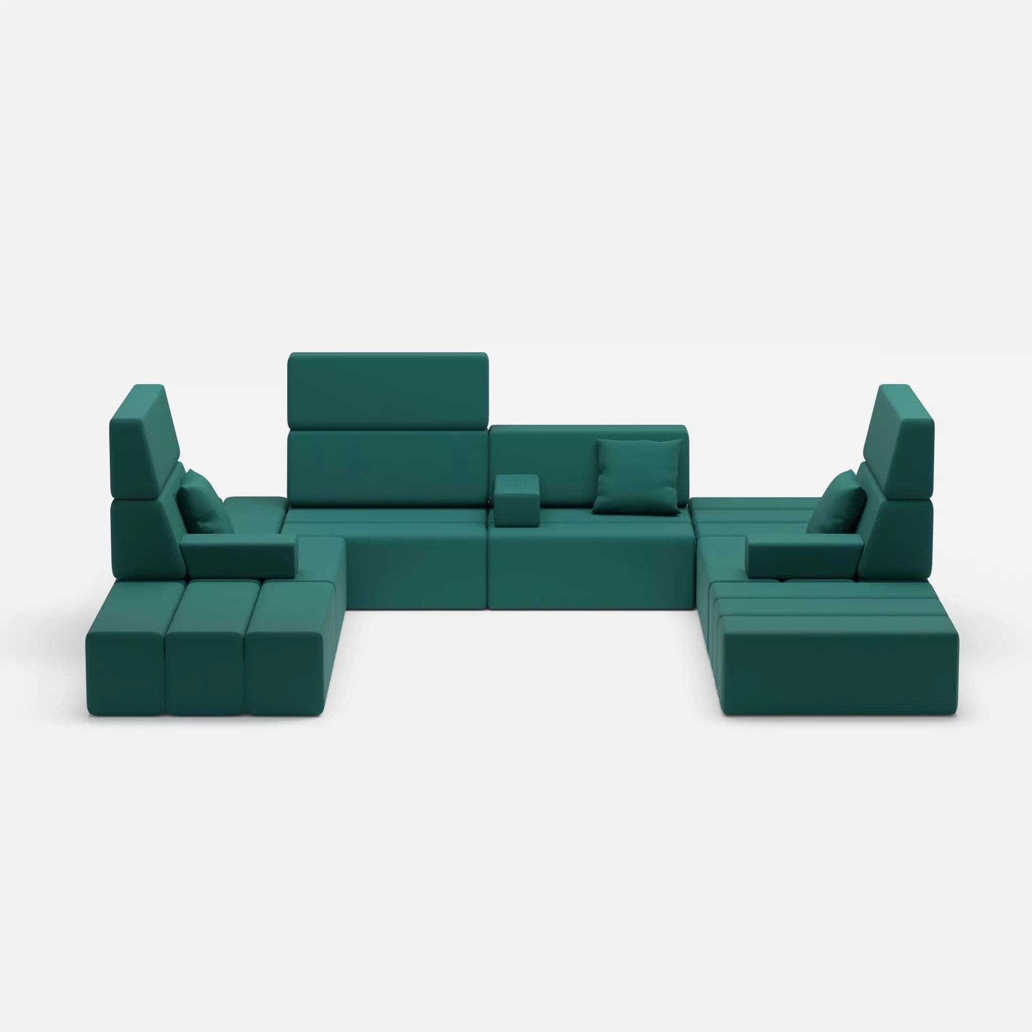 U Sofa Bricks 2 radio6015 in Türkis von vorne
