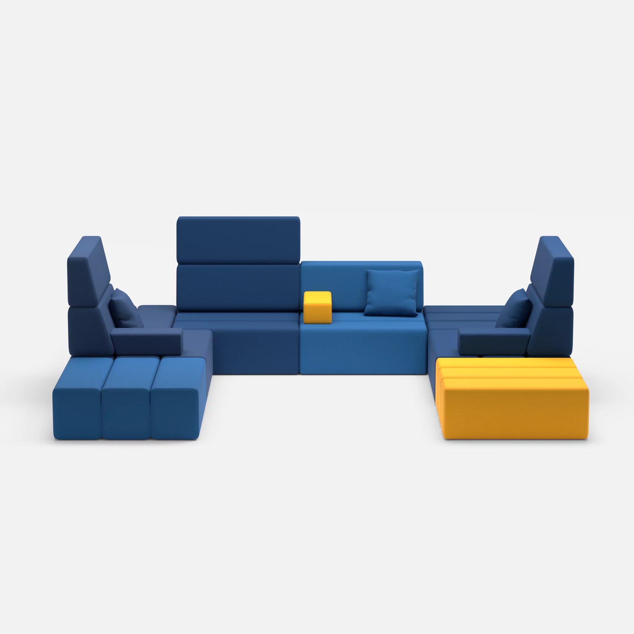 U Sofa Bricks 2 radio6598-radio6512 in Navy und Dunkelblau von vorne