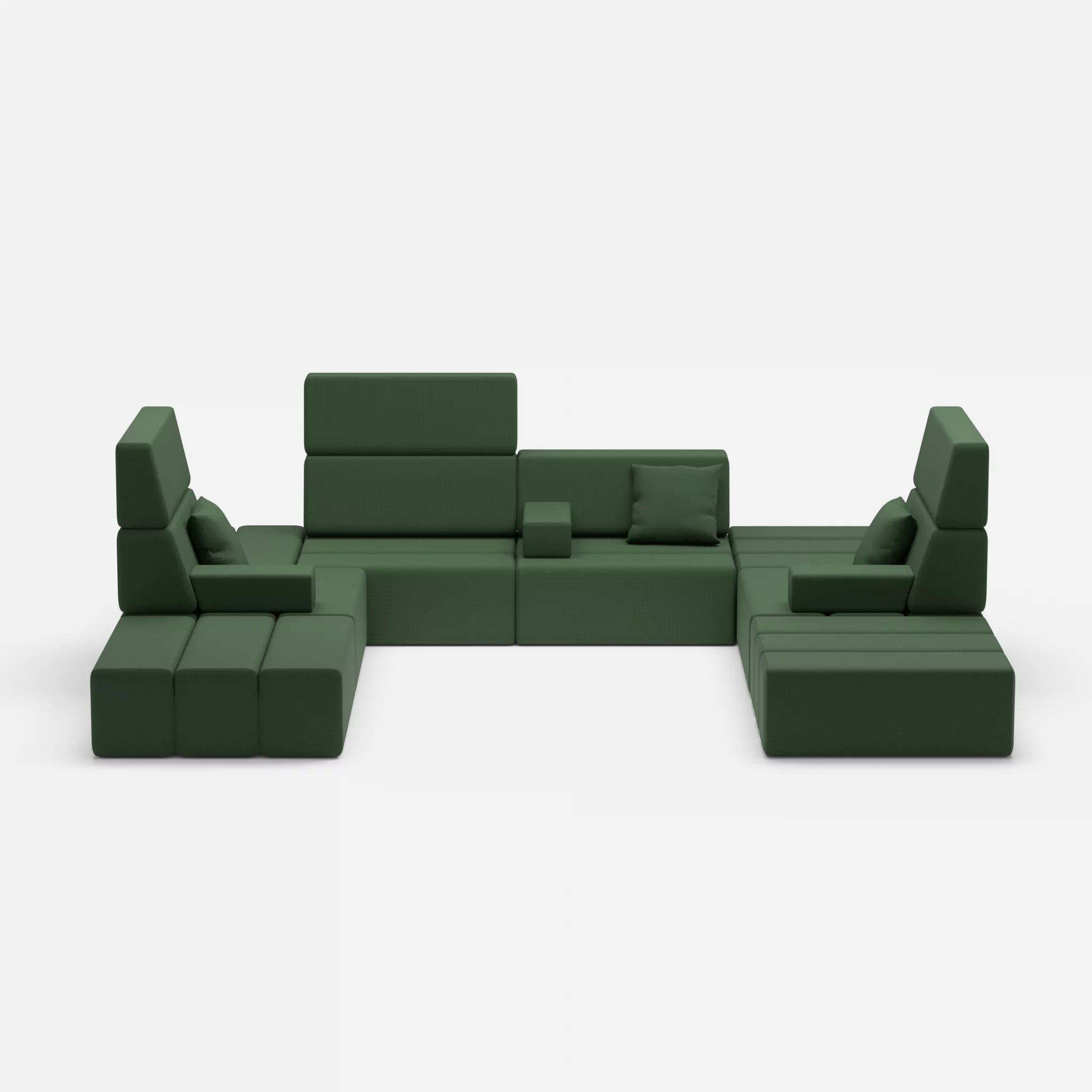 U Sofa Bricks 2 radio7036 in Olive von vorne